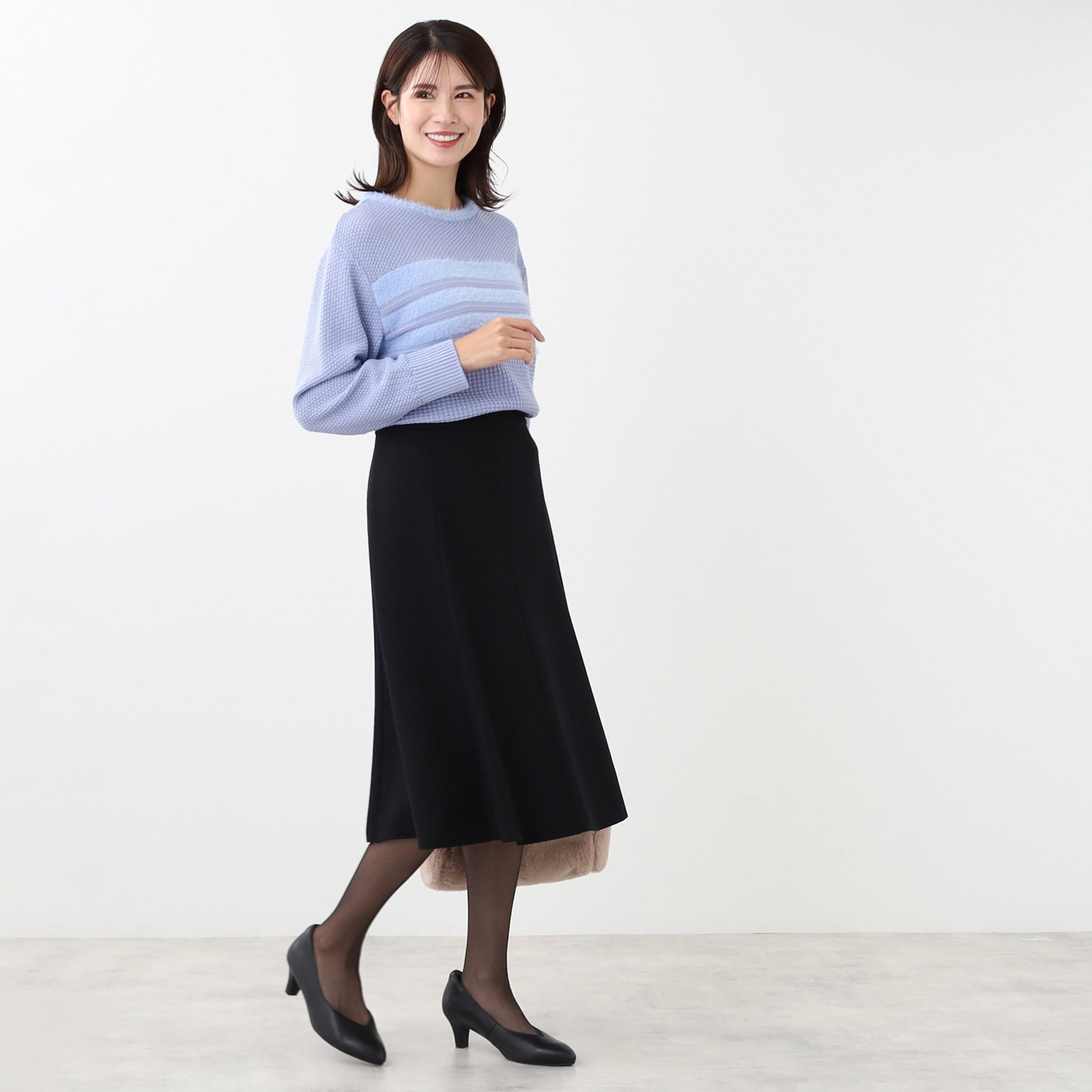 リフレクト Reflect 【洗える】フェザーボーダーニット （オフホワイト(003)） オフホワイト(003)