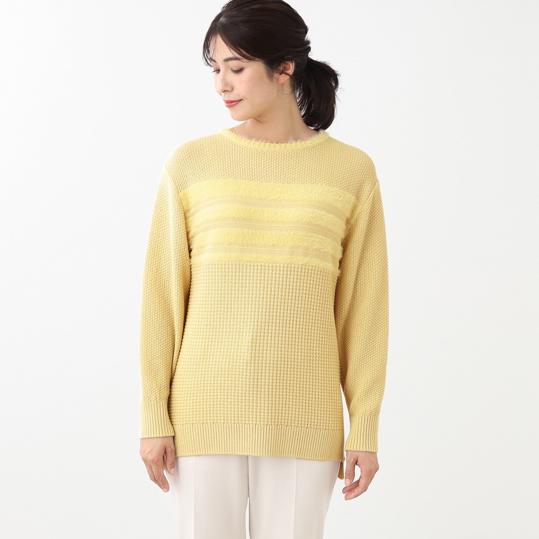 リフレクト Reflect 【洗える】フェザーボーダーニット （オフホワイト(003)） オフホワイト(003)