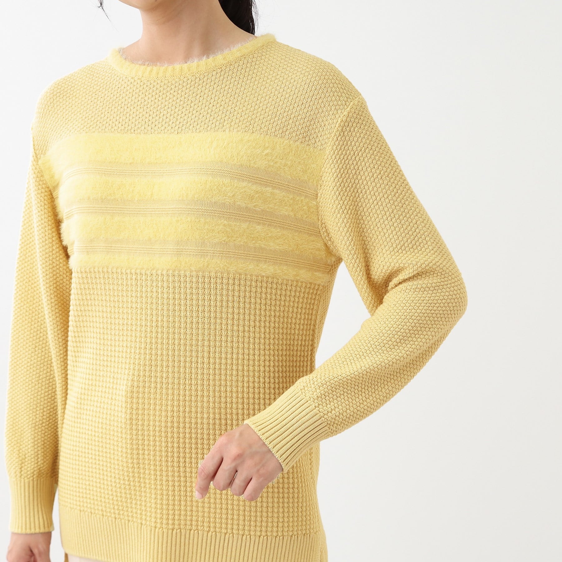 リフレクト Reflect 【洗える】フェザーボーダーニット （オフホワイト(003)） オフホワイト(003)