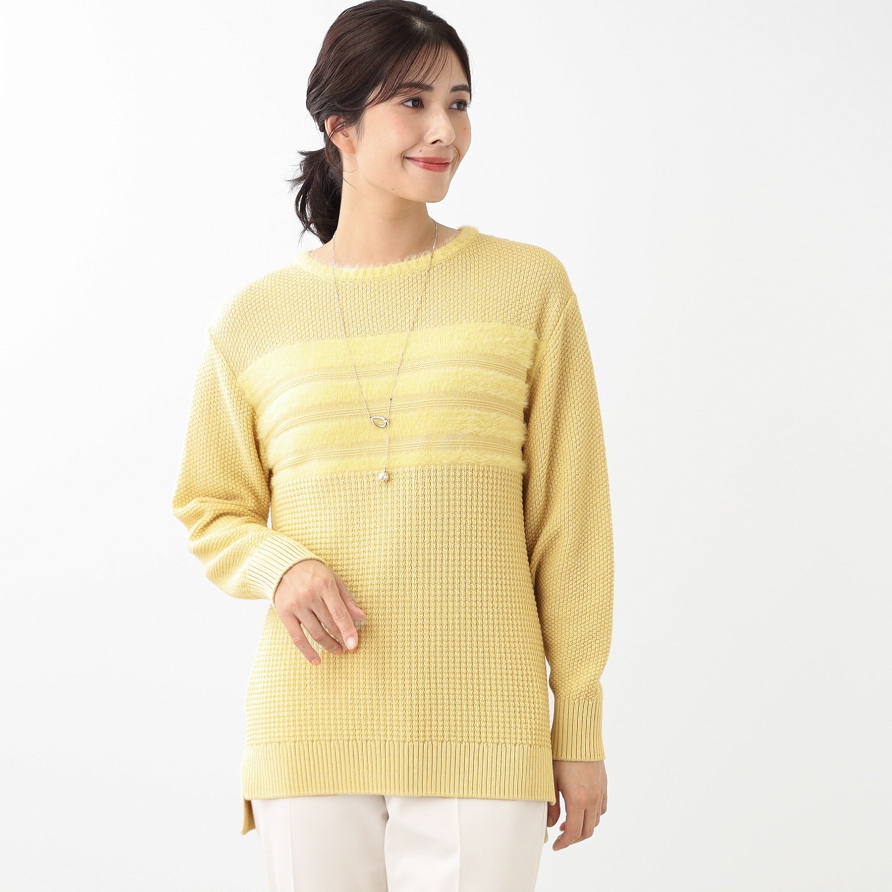 リフレクト Reflect 【洗える】フェザーボーダーニット （オフホワイト(003)） オフホワイト(003)