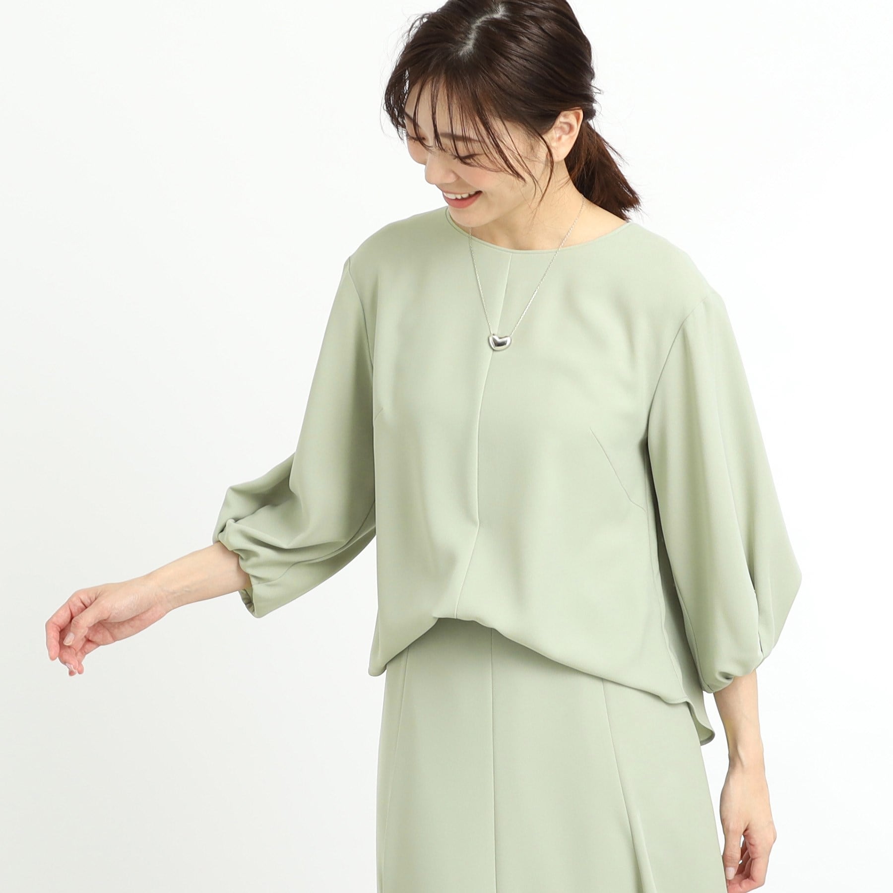 リフレクト Reflect 【UVカット／接触冷感／セットアップ可能】バックサテンブラウス （モカブラウン(042)） モカブラウン(042)