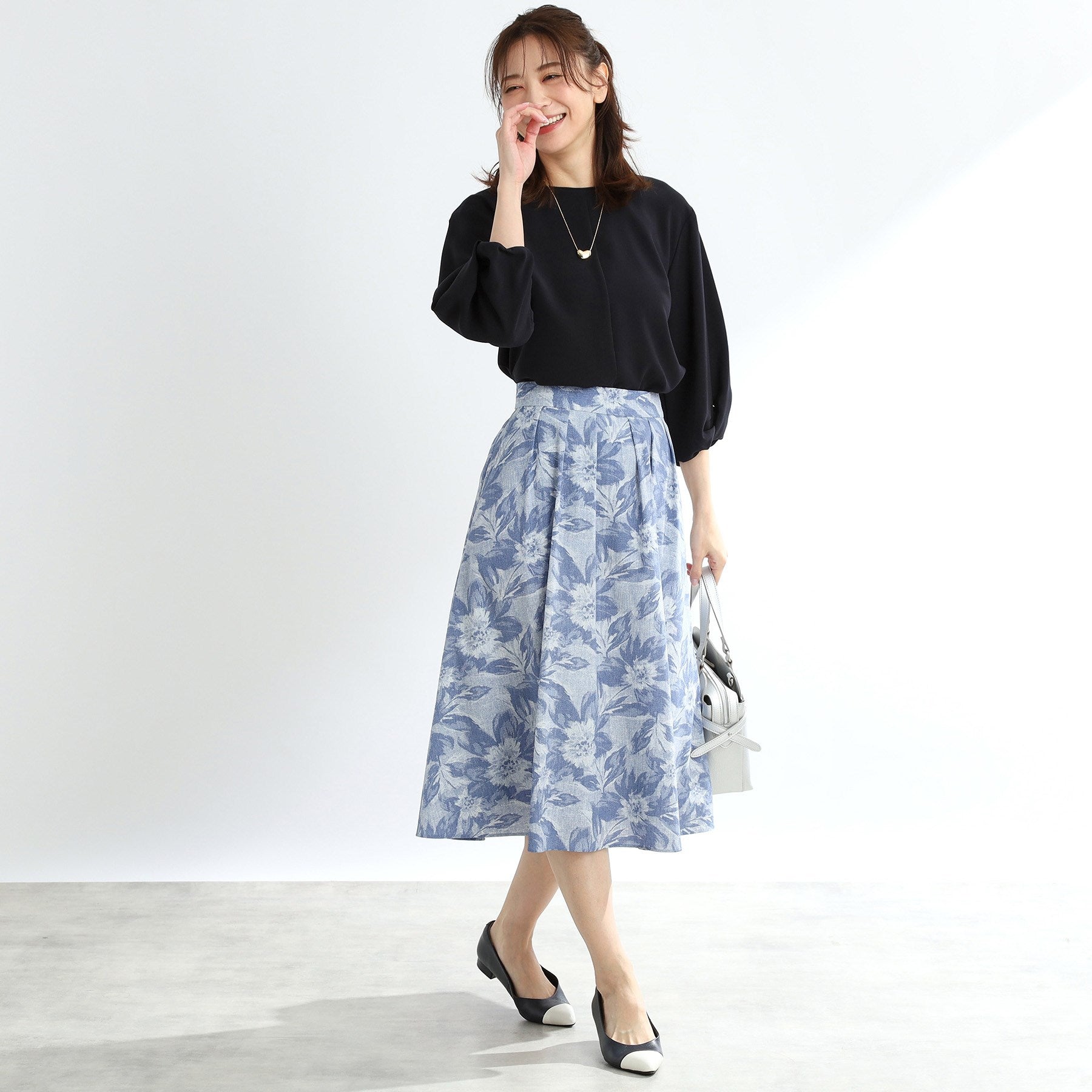 リフレクト Reflect 【UVカット／接触冷感／セットアップ可能】バックサテンブラウス （モカブラウン(042)） モカブラウン(042)