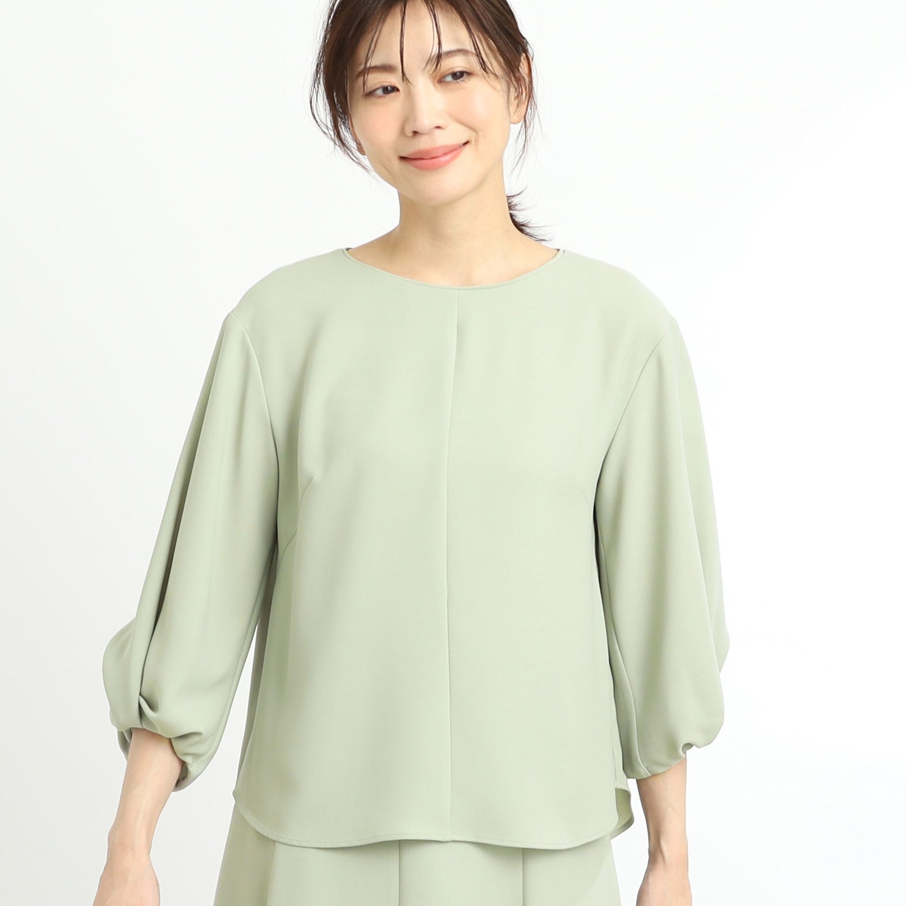 リフレクト Reflect 【UVカット／接触冷感／セットアップ可能】バックサテンブラウス （モカブラウン(042)） モカブラウン(042)