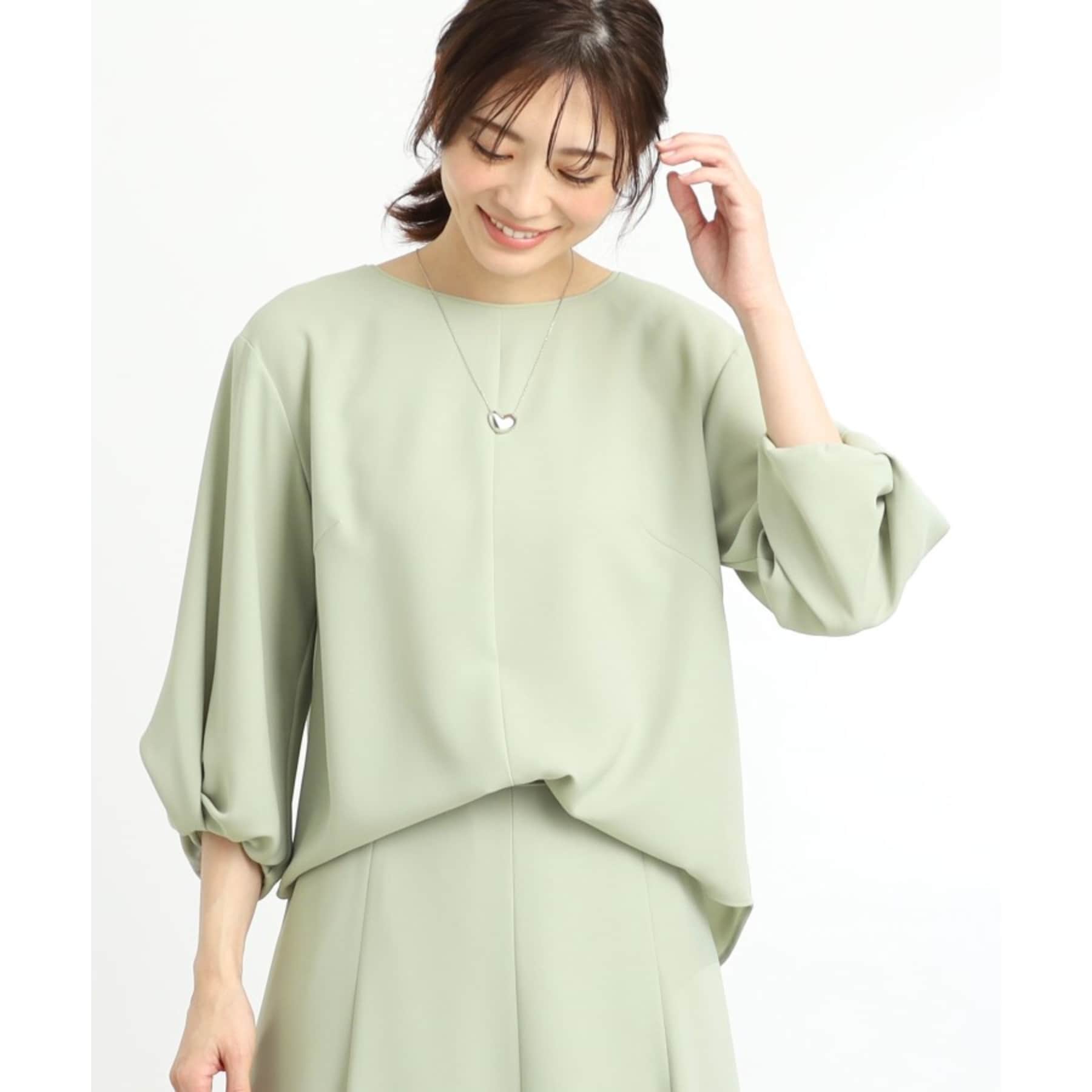 リフレクト Reflect 【UVカット／接触冷感／セットアップ可能】バックサテンブラウス （ライトグリーン(020)） ライトグリーン(020)