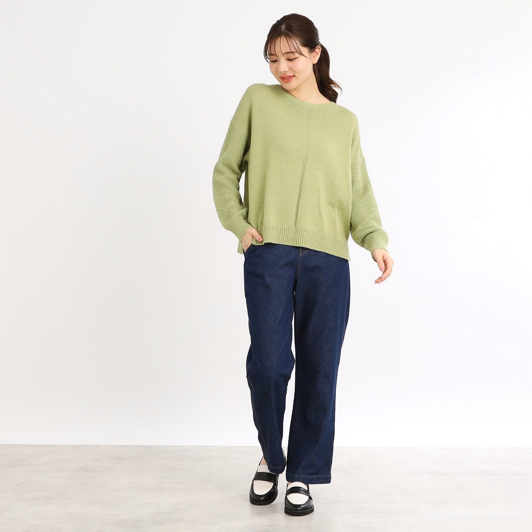 リフレクト Reflect 【E-QUALITY／手洗い可／細見え】ストレートシルエットデニムパンツ （ネイビー(094)） ネイビー(094)