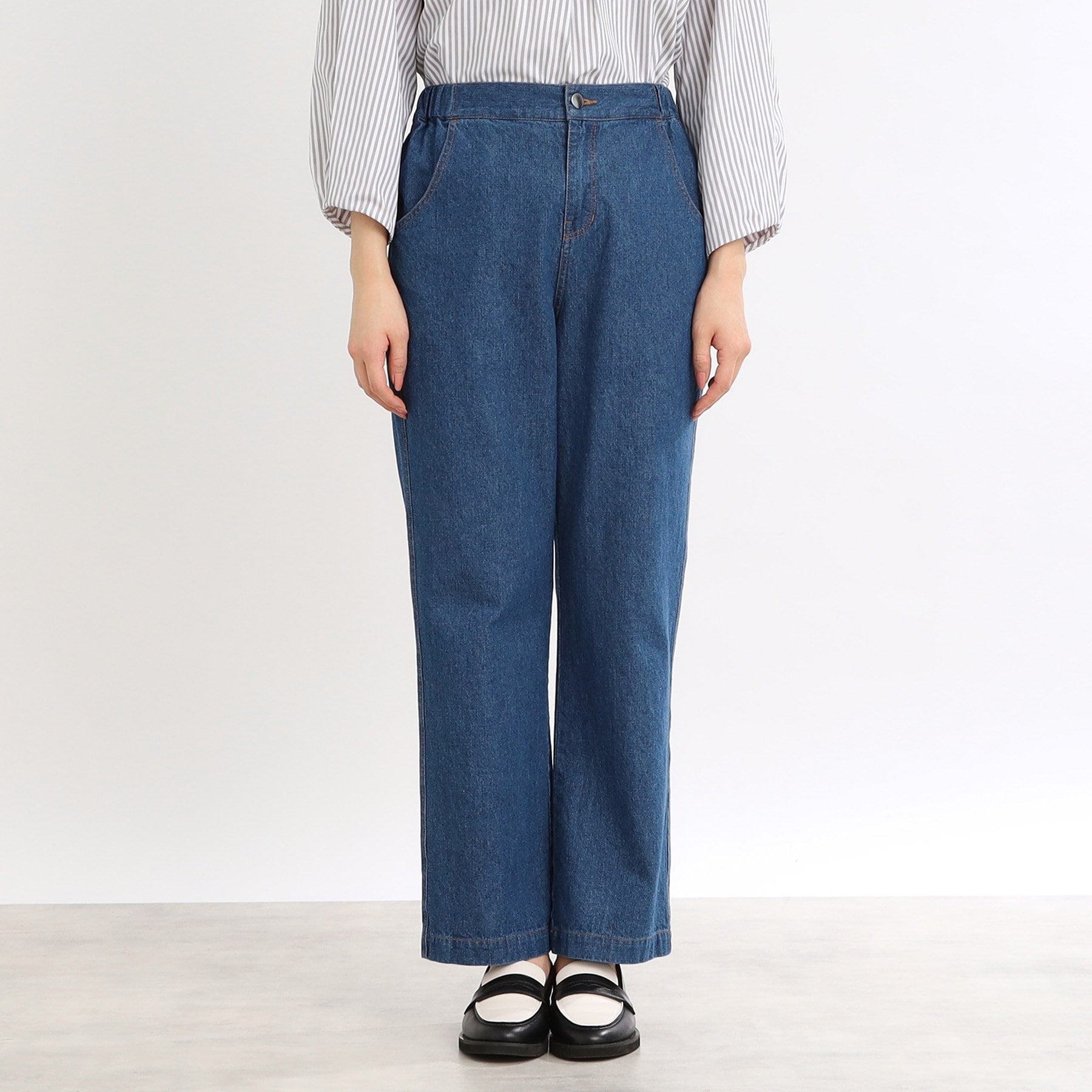 リフレクト Reflect 【E-QUALITY／手洗い可／細見え】ストレートシルエットデニムパンツ （ネイビー(094)） ネイビー(094)