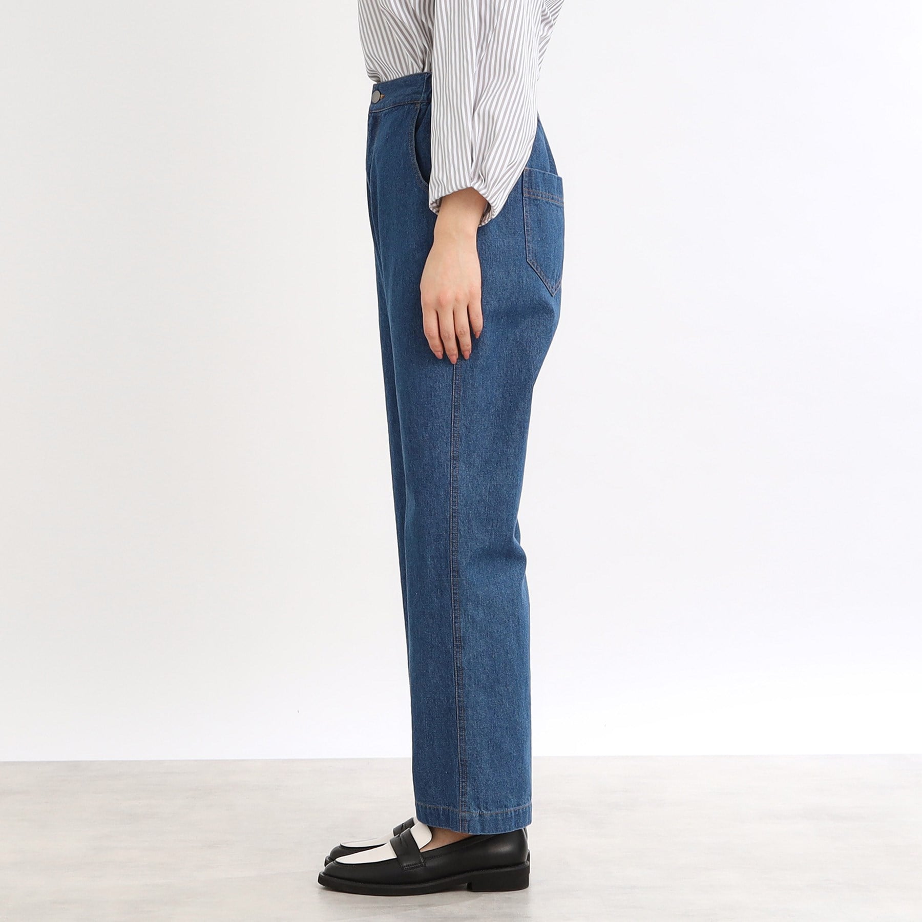 リフレクト Reflect 【E-QUALITY／手洗い可／細見え】ストレートシルエットデニムパンツ （ネイビー(094)） ネイビー(094)