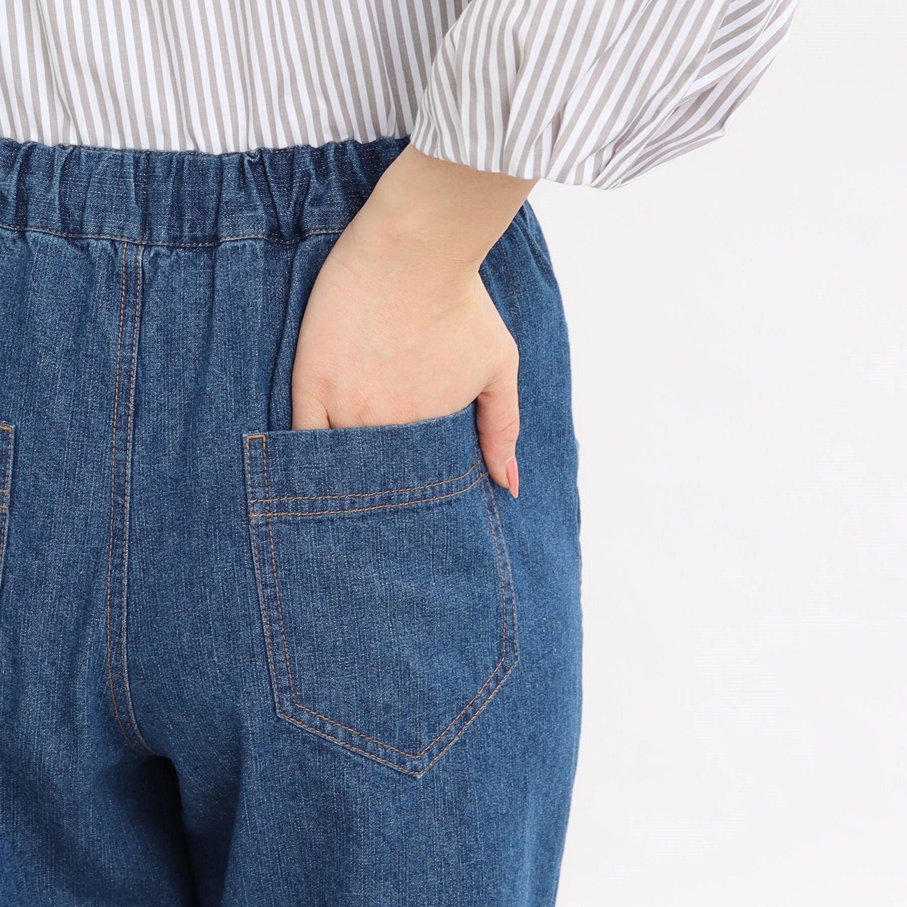 リフレクト Reflect 【E-QUALITY／手洗い可／細見え】ストレートシルエットデニムパンツ （ネイビー(094)） ネイビー(094)