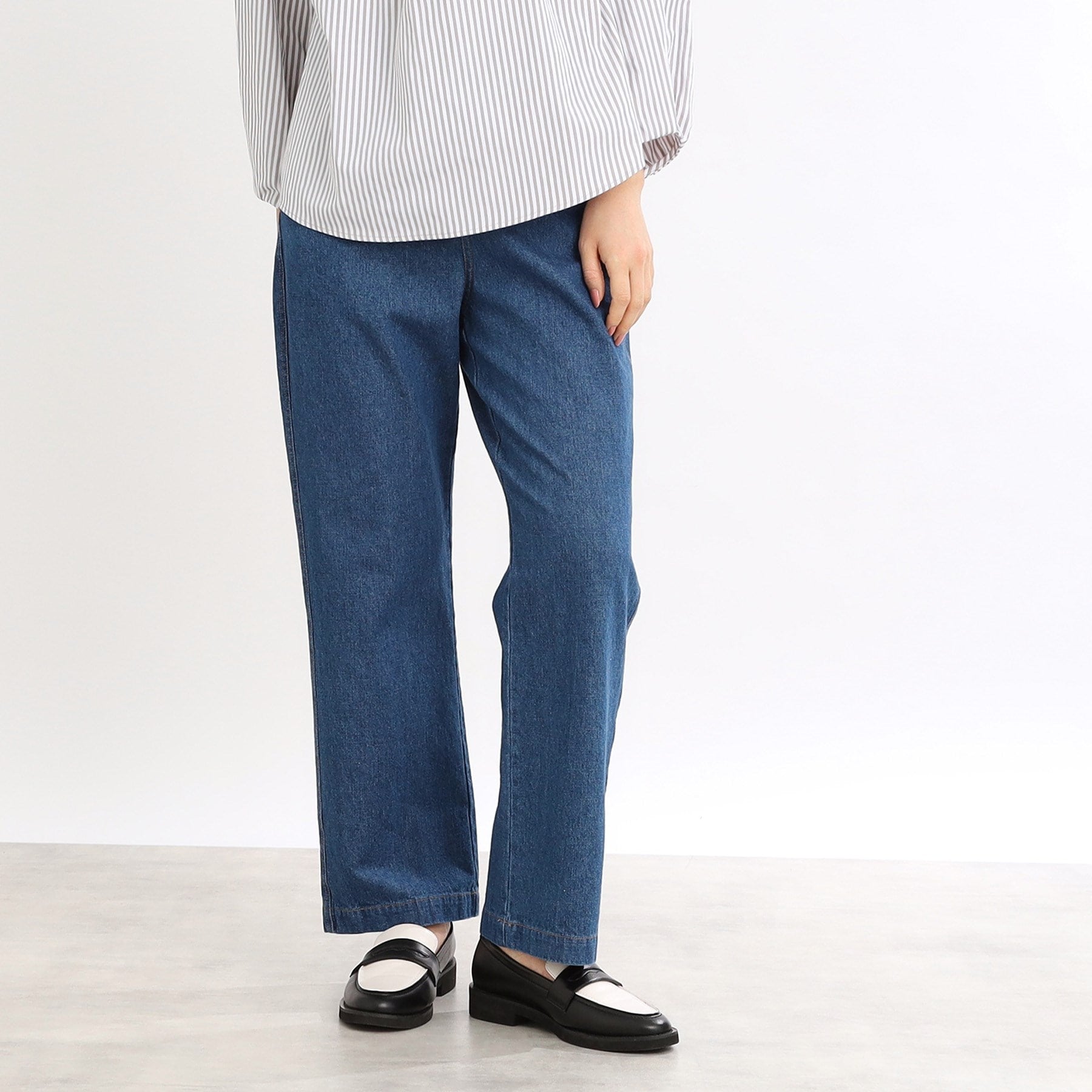 リフレクト Reflect 【E-QUALITY／手洗い可／細見え】ストレートシルエットデニムパンツ （ブルー(091)） ブルー(091)