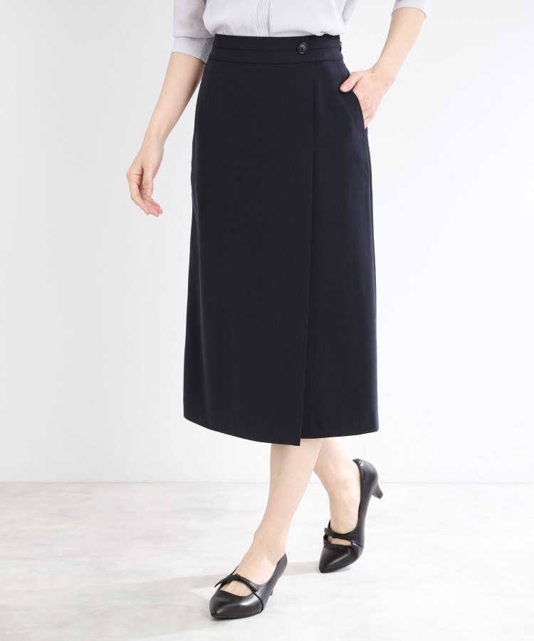 リフレクト Reflect 【UVカット／洗える／セットアップ可】ラップ風ナロースカート （グレージュ(050)） グレージュ(050)