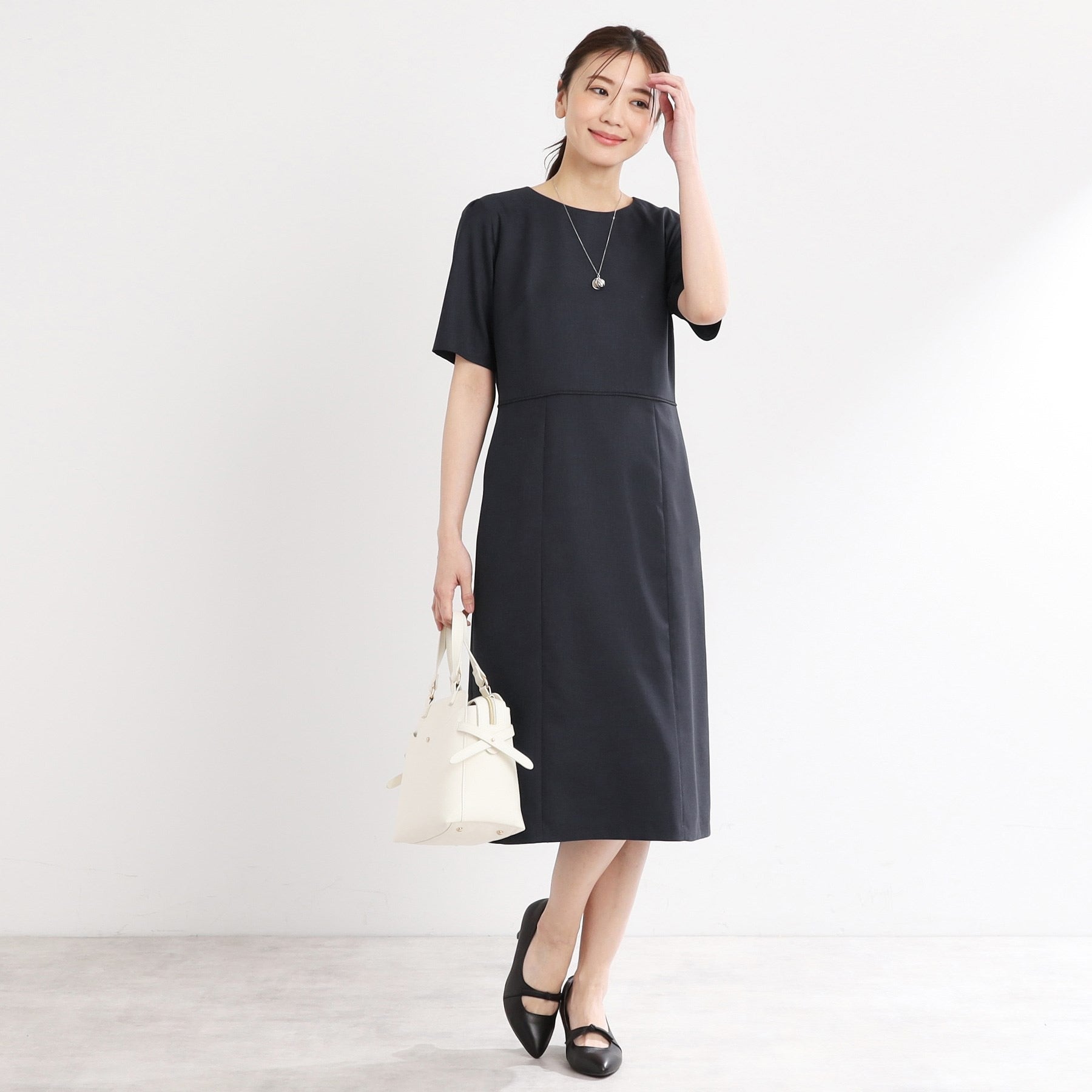 リフレクト Reflect 【UVカット／洗える／セットアップ可】ドライタッチ五分袖ワンピース （ライトグレー(011)） ライトグレー(011)