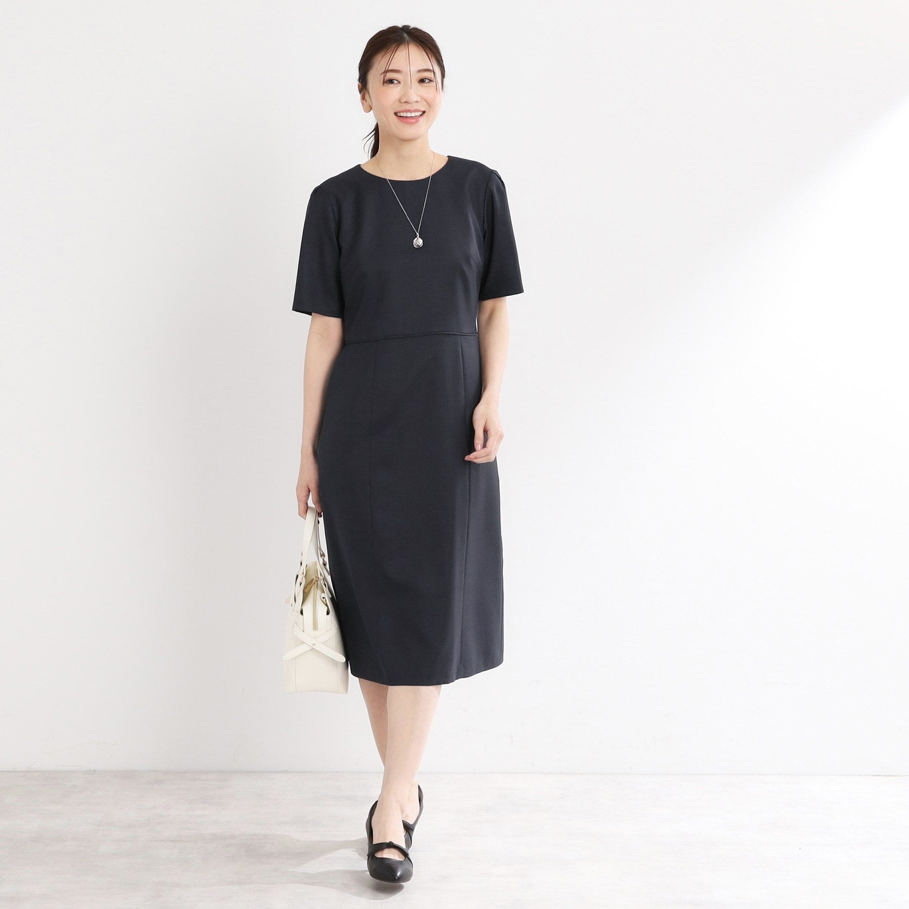 リフレクト Reflect 【UVカット／洗える／セットアップ可】ドライタッチ五分袖ワンピース （ライトグレー(011)） ライトグレー(011)