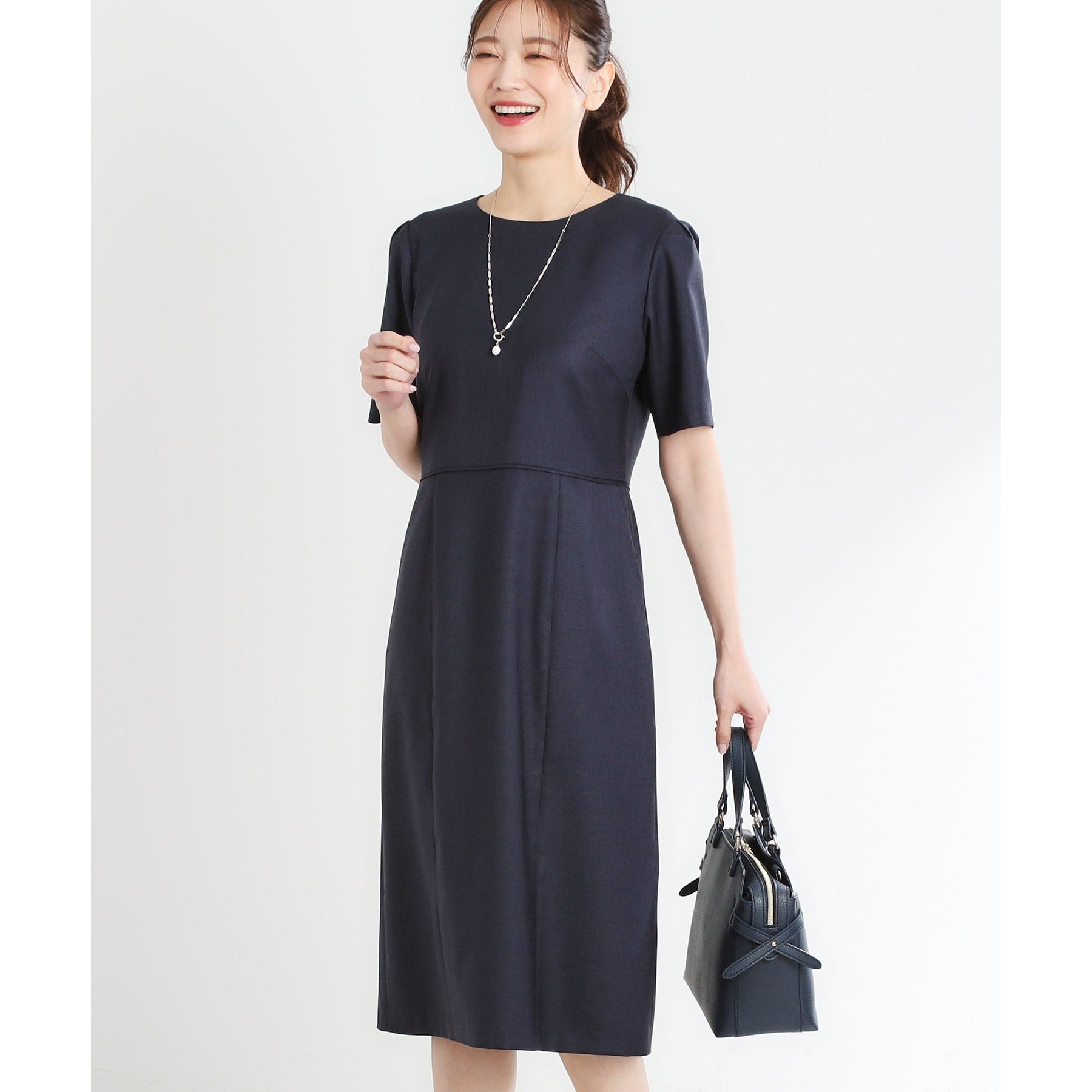 リフレクト Reflect 【UVカット／洗える／セットアップ可】ドライタッチ五分袖ワンピース （ライトグレー(011)） ライトグレー(011)