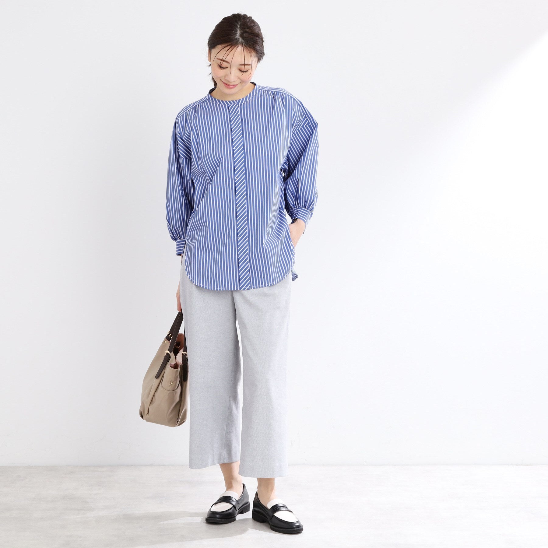 リフレクト Reflect 【E-QUALITY／手洗い可】ストライプシャツ （ベージュ(352)） ベージュ(352)