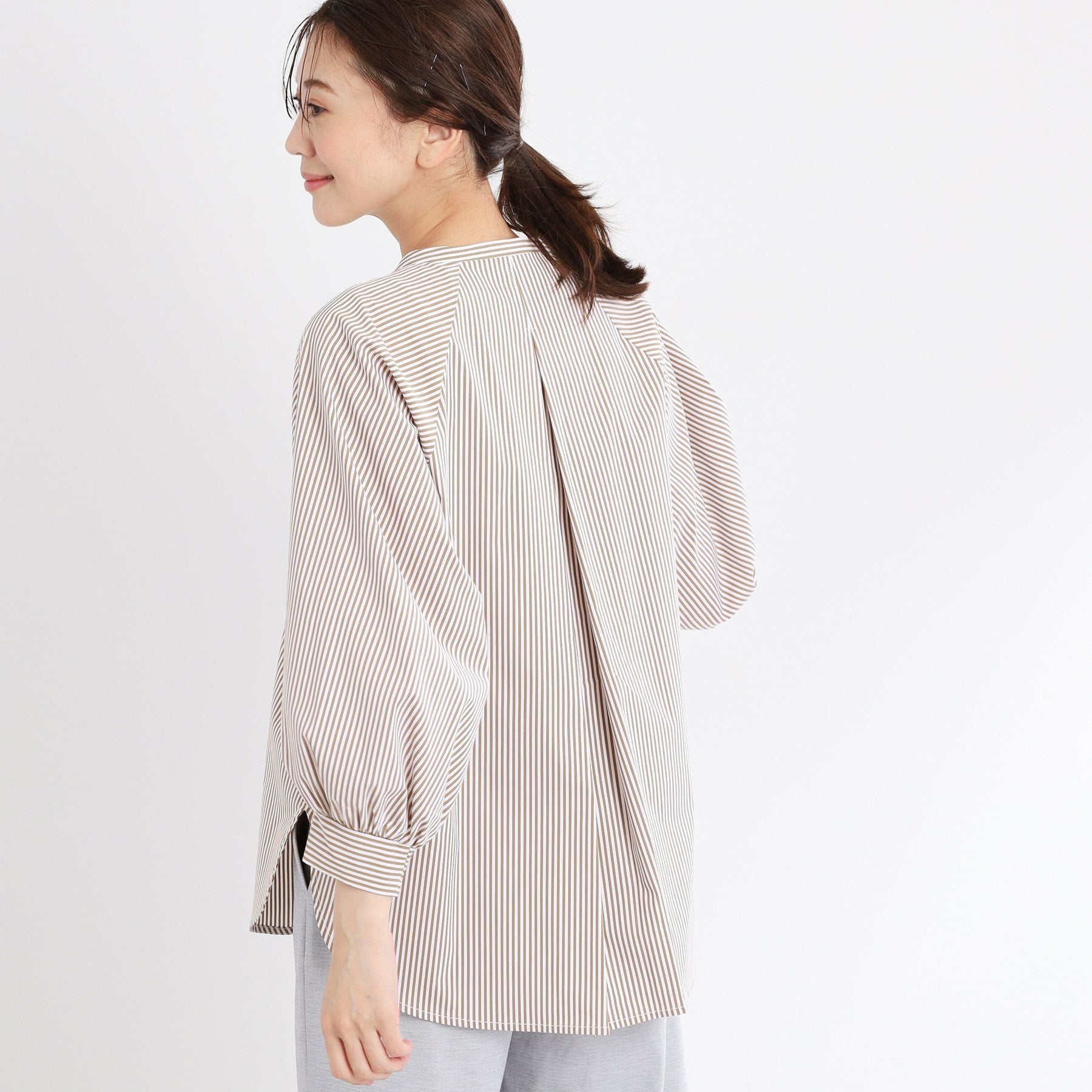 リフレクト Reflect 【E-QUALITY／手洗い可】ストライプシャツ （ベージュ(352)） ベージュ(352)