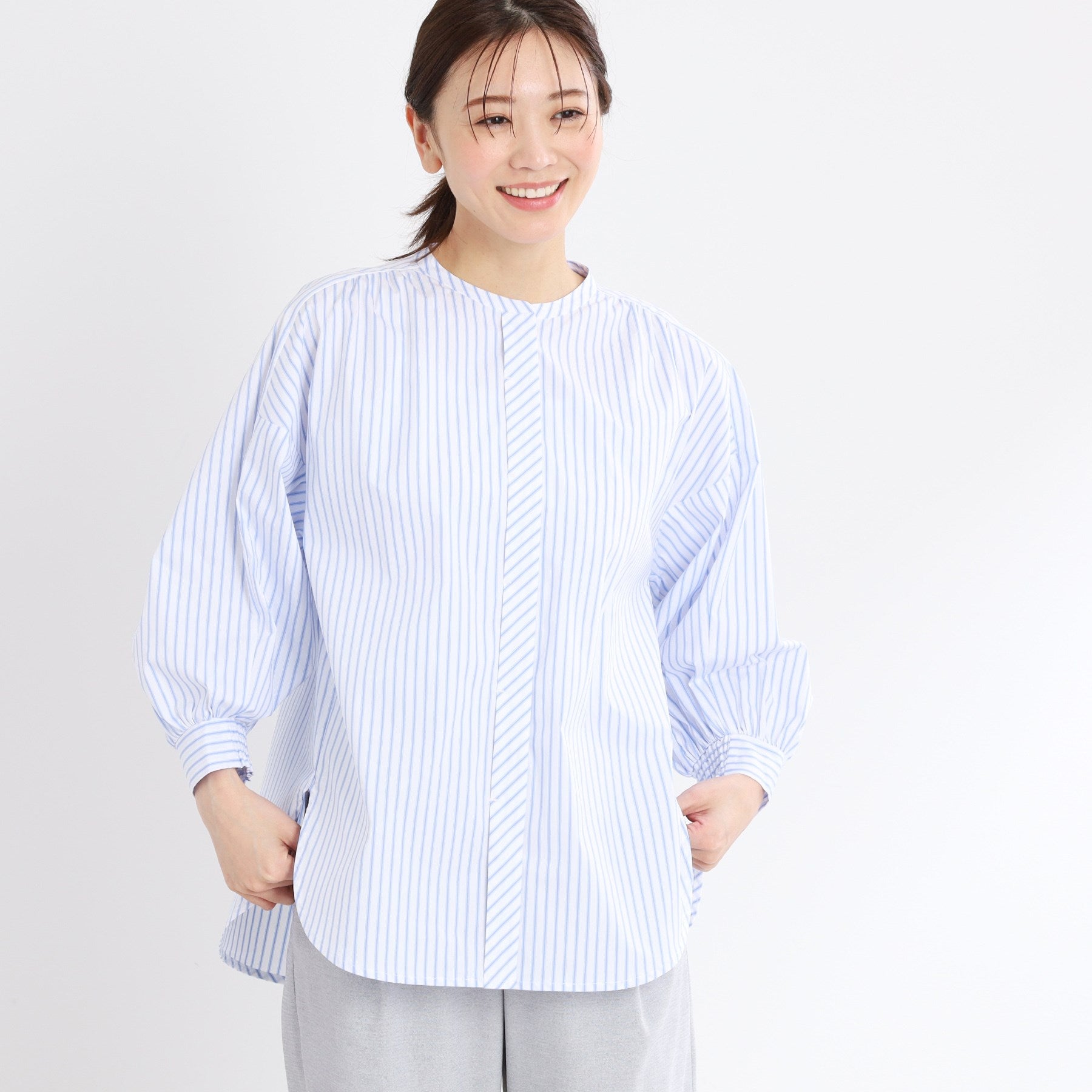 リフレクト Reflect 【E-QUALITY／手洗い可】ストライプシャツ （ベージュ(352)） ベージュ(352)