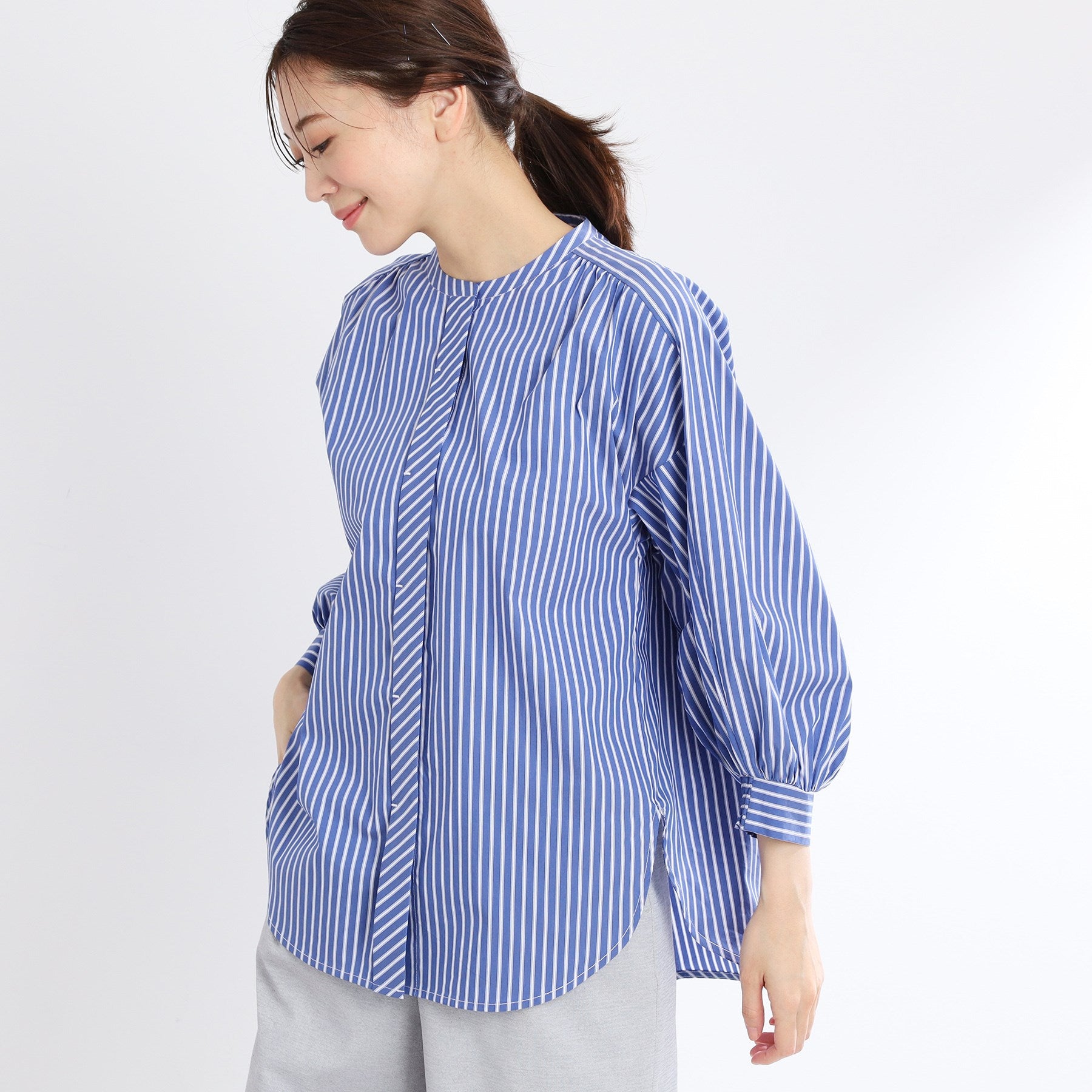 リフレクト Reflect 【E-QUALITY／手洗い可】ストライプシャツ （ブルー(393)） ブルー(393)
