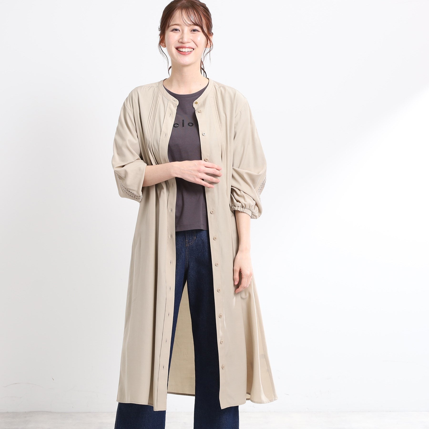 リフレクト Reflect 【E-QUALITY／羽織にも◎】エンブロイダリーワンピース （ベージュ(052)） ベージュ(052)