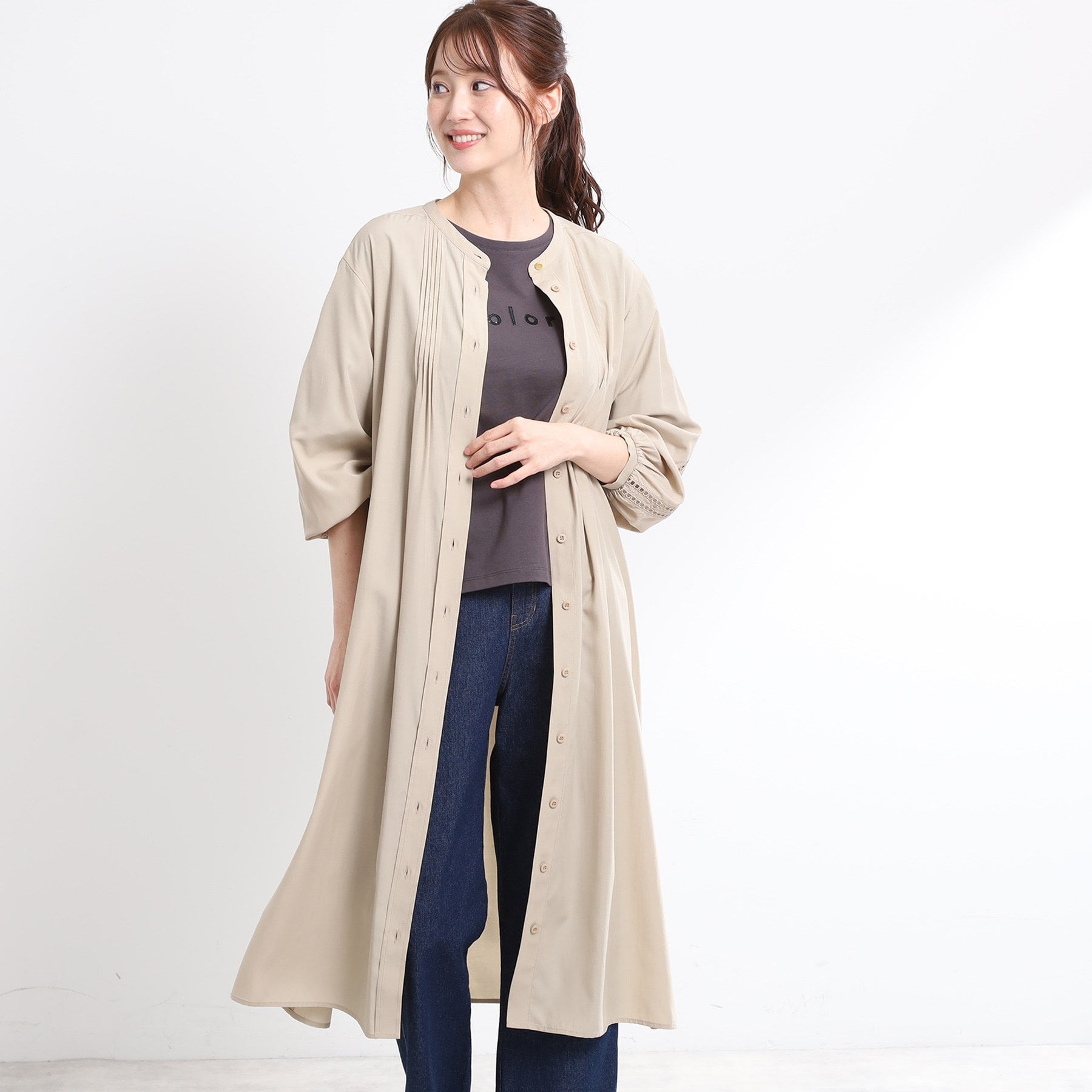 リフレクト Reflect 【E-QUALITY／羽織にも◎】エンブロイダリーワンピース （ベージュ(052)） ベージュ(052)