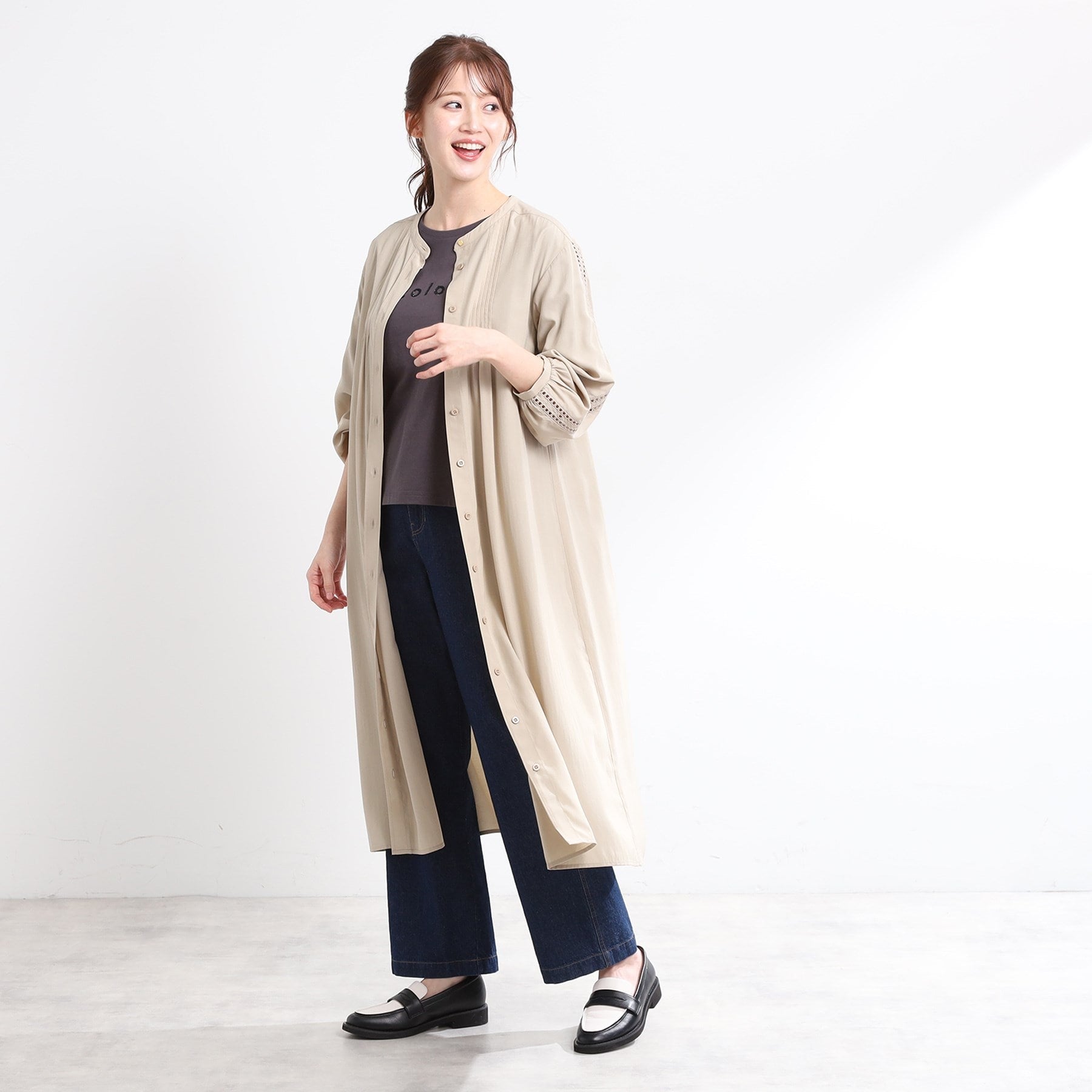 リフレクト Reflect 【E-QUALITY／羽織にも◎】エンブロイダリーワンピース （ベージュ(052)） ベージュ(052)