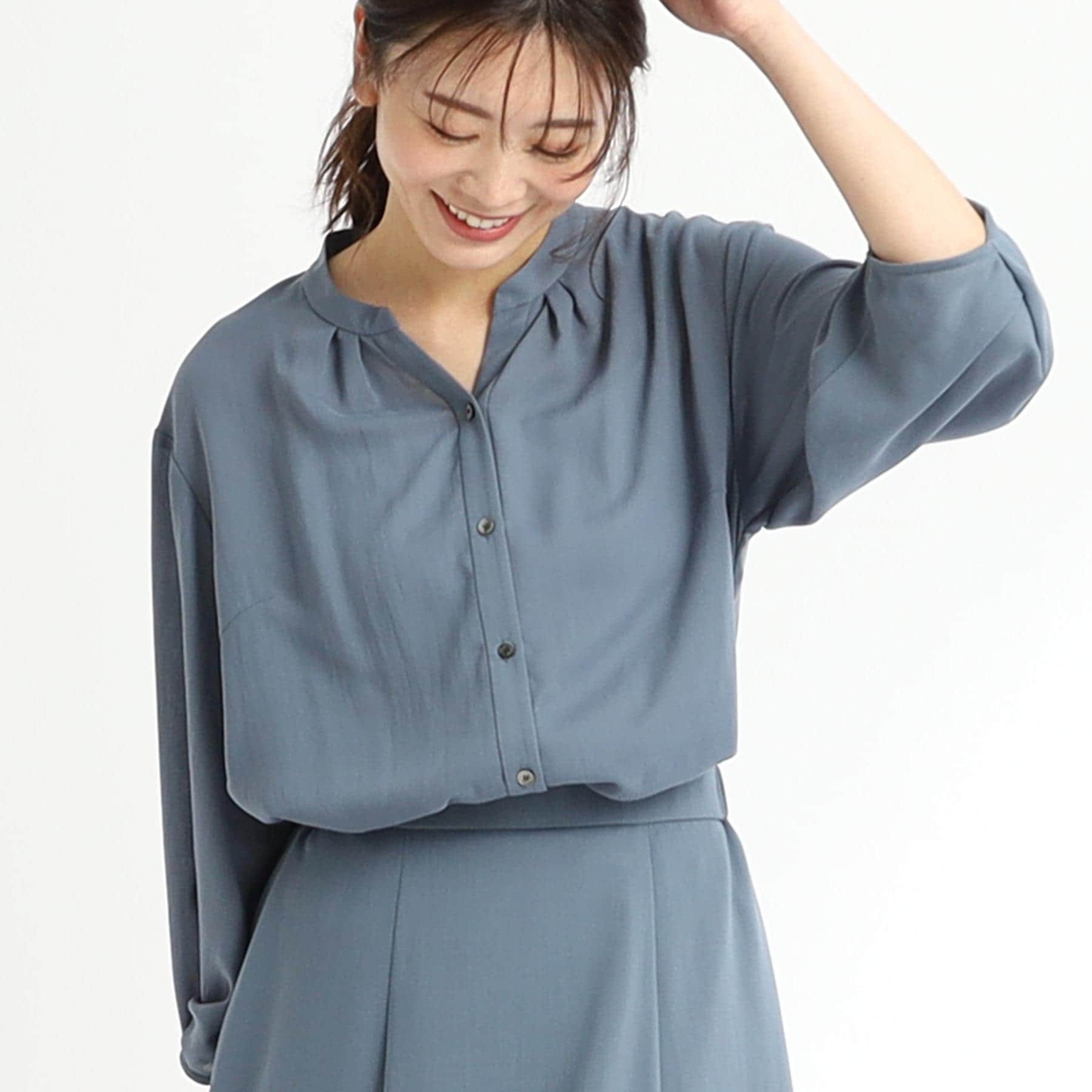リフレクト Reflect 【接触冷感／マシンウォッシュ可／セットアップ可】スリーブディティールブラウス （ブルー(092)） ブルー(092)