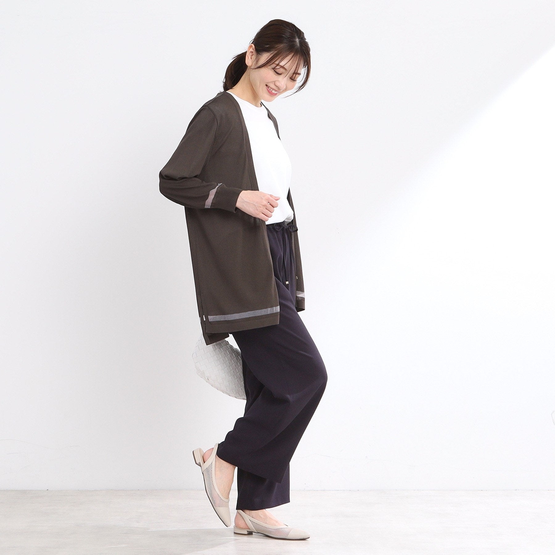 リフレクト Reflect 【手洗い可】涼しげ着流しカーディガン （ブラウン(044)） ブラウン(044)