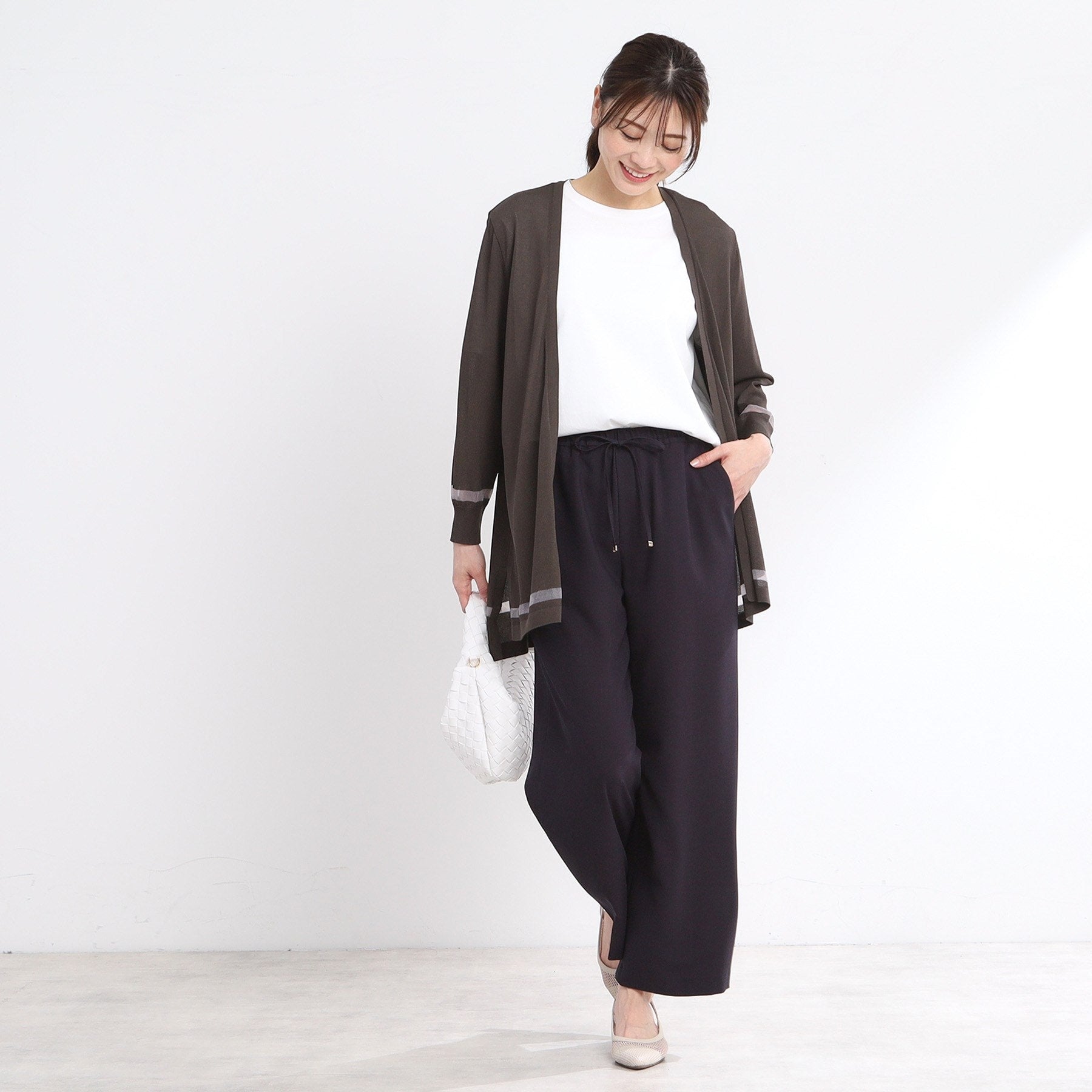 リフレクト Reflect 【手洗い可】涼しげ着流しカーディガン （ブラウン(044)） ブラウン(044)