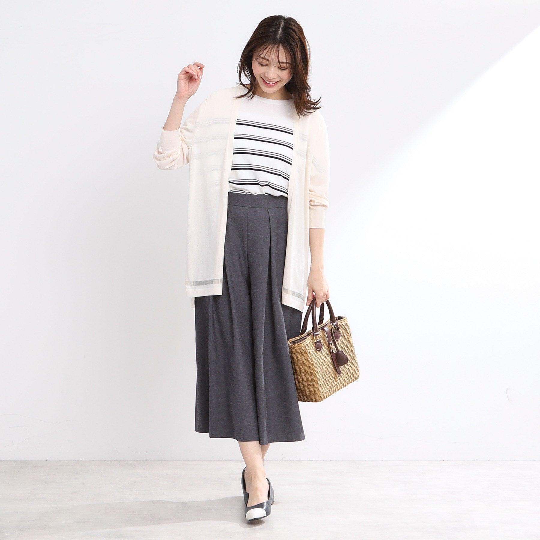 リフレクト Reflect 【手洗い可】涼しげ着流しカーディガン （ブラウン(044)） ブラウン(044)