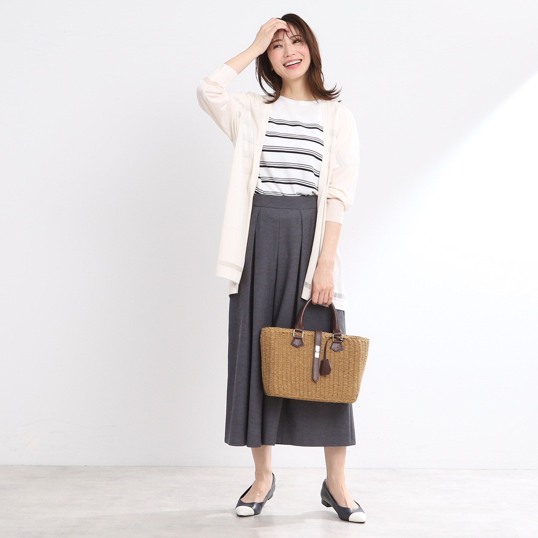 リフレクト Reflect 【手洗い可】涼しげ着流しカーディガン （ブラウン(044)） ブラウン(044)