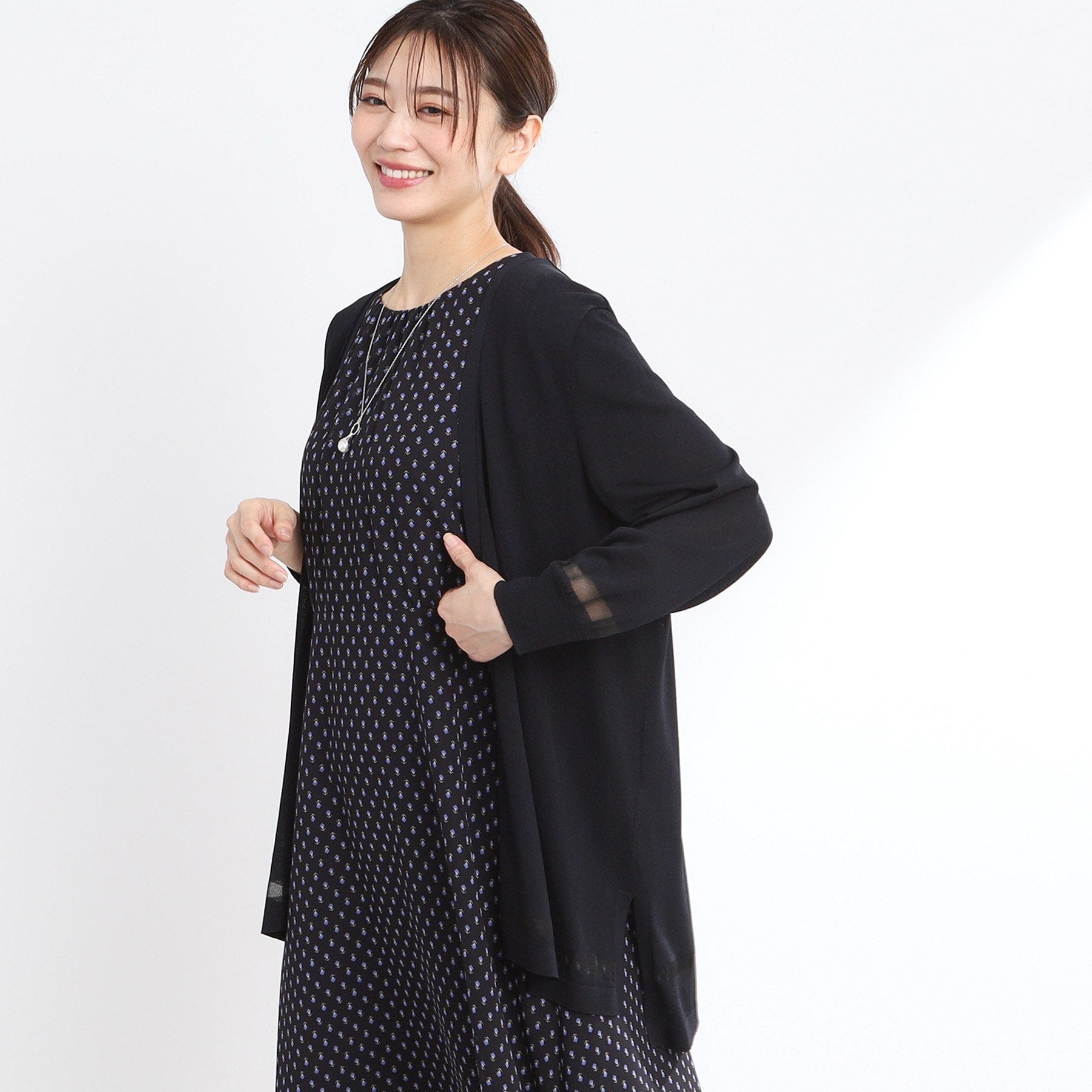 リフレクト Reflect 【手洗い可】涼しげ着流しカーディガン （ブラウン(044)） ブラウン(044)