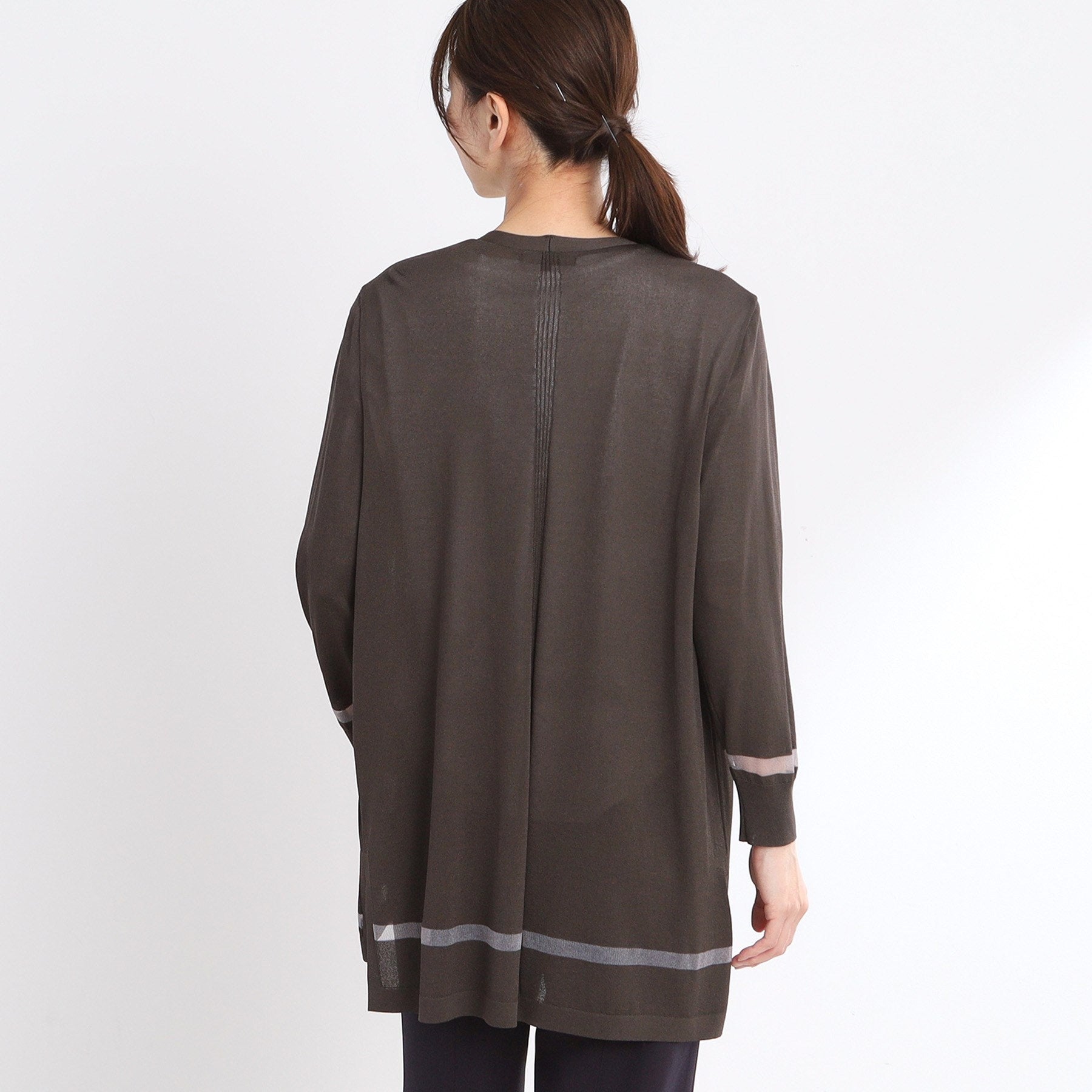 リフレクト Reflect 【手洗い可】涼しげ着流しカーディガン （ブラウン(044)） ブラウン(044)