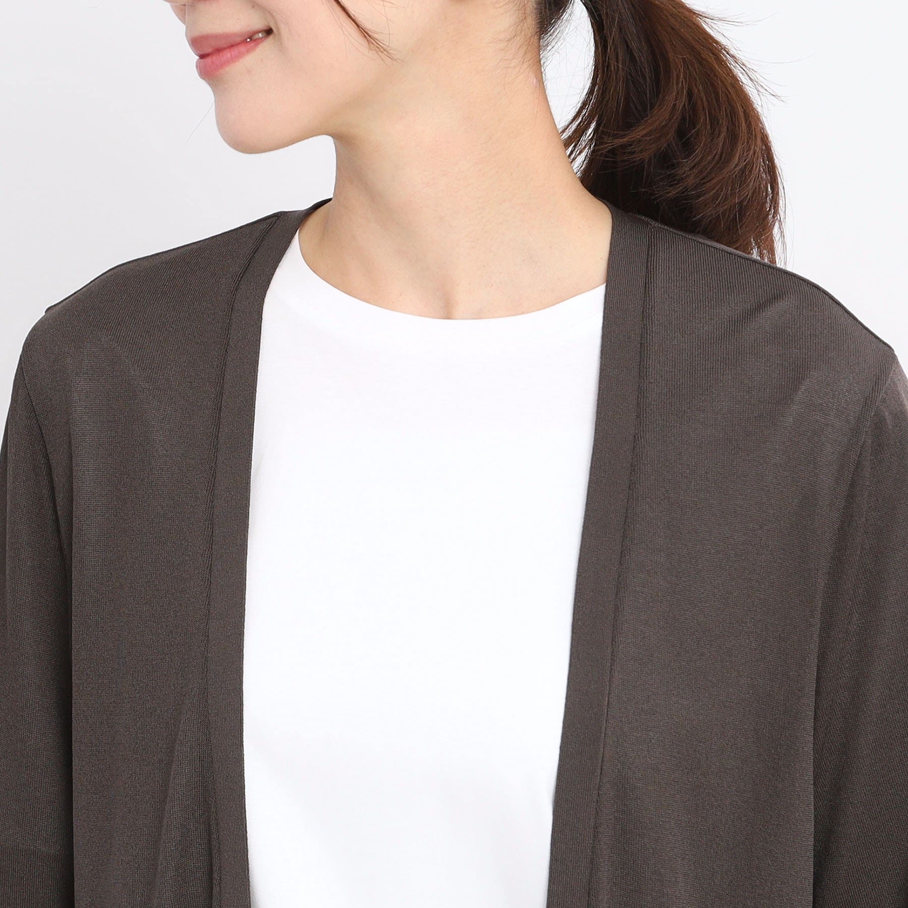 リフレクト Reflect 【手洗い可】涼しげ着流しカーディガン （ブラウン(044)） ブラウン(044)