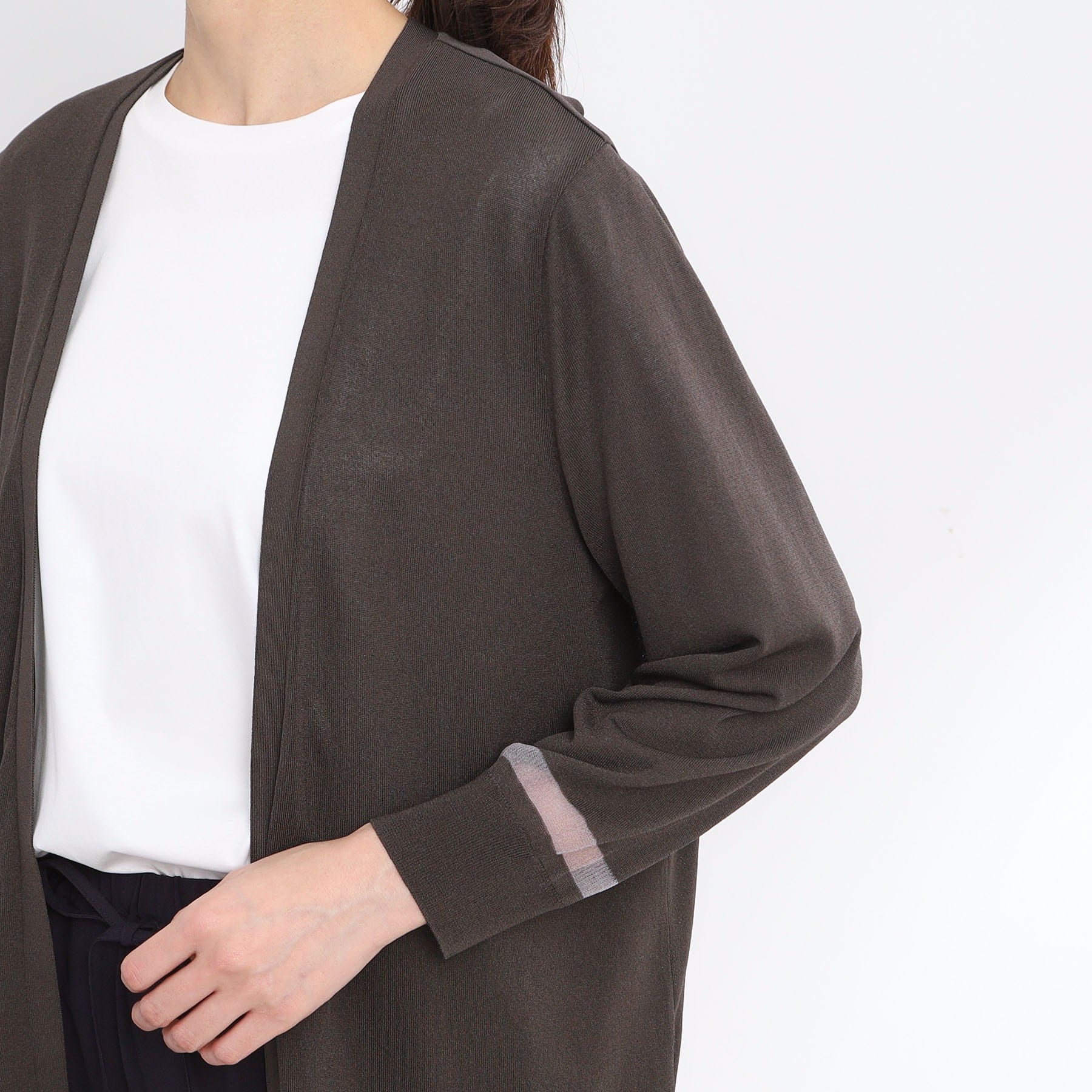 リフレクト Reflect 【手洗い可】涼しげ着流しカーディガン （ブラウン(044)） ブラウン(044)