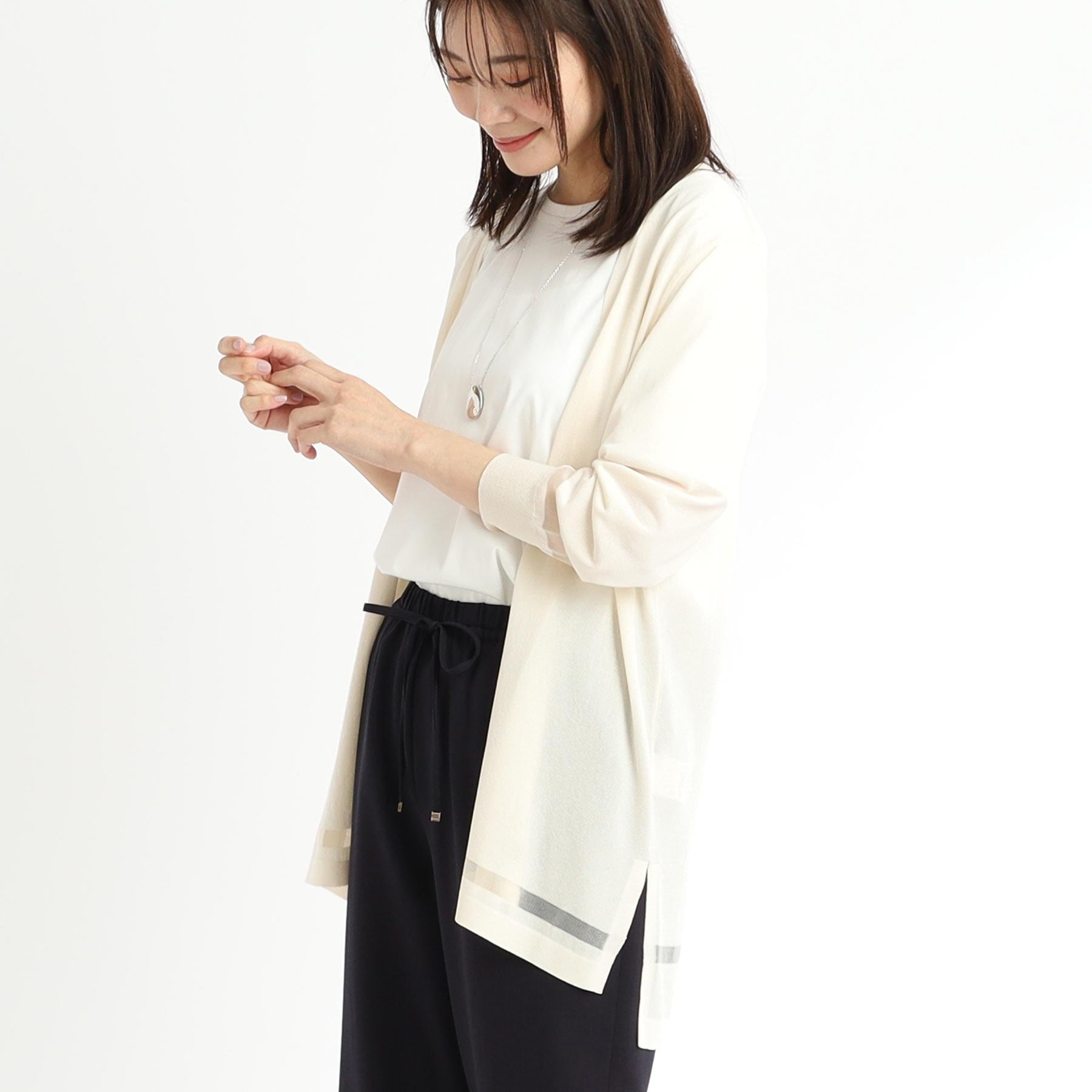 リフレクト Reflect 【手洗い可】涼しげ着流しカーディガン （ブラウン(044)） ブラウン(044)