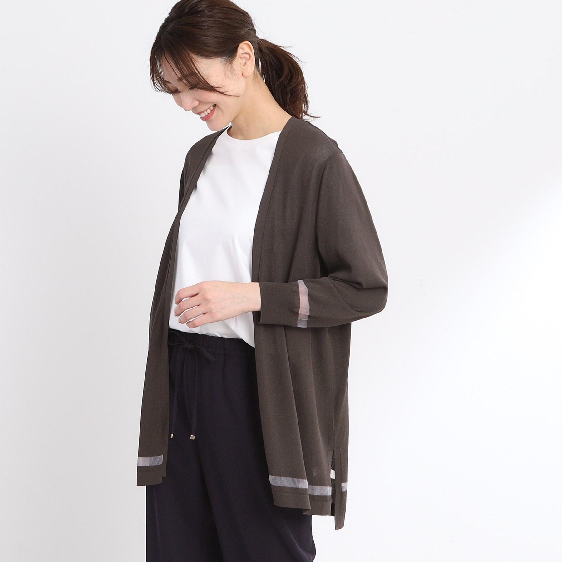 リフレクト Reflect 【手洗い可】涼しげ着流しカーディガン （ブラウン(044)） ブラウン(044)
