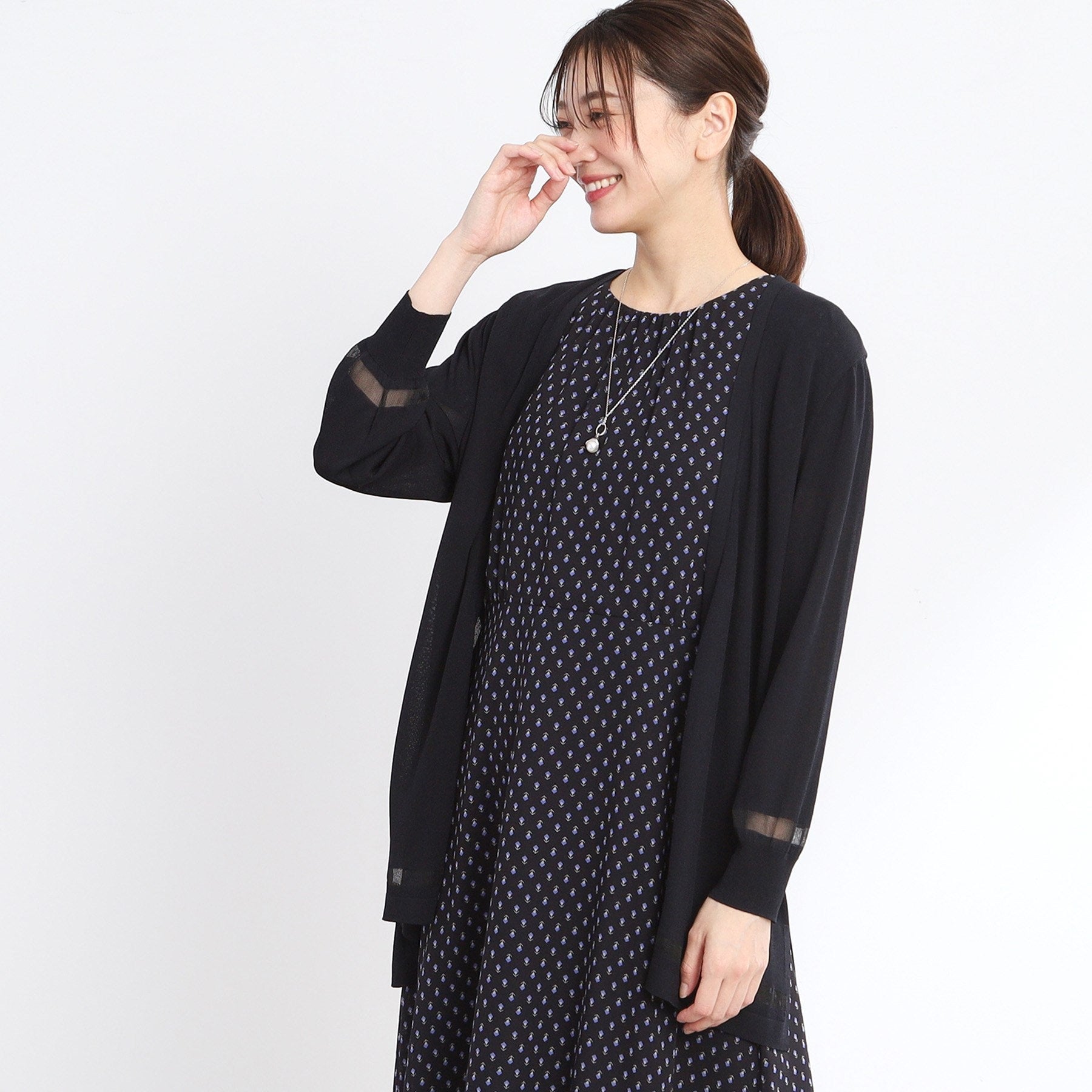 リフレクト Reflect 【手洗い可】涼しげ着流しカーディガン （ネイビー(094)） ネイビー(094)