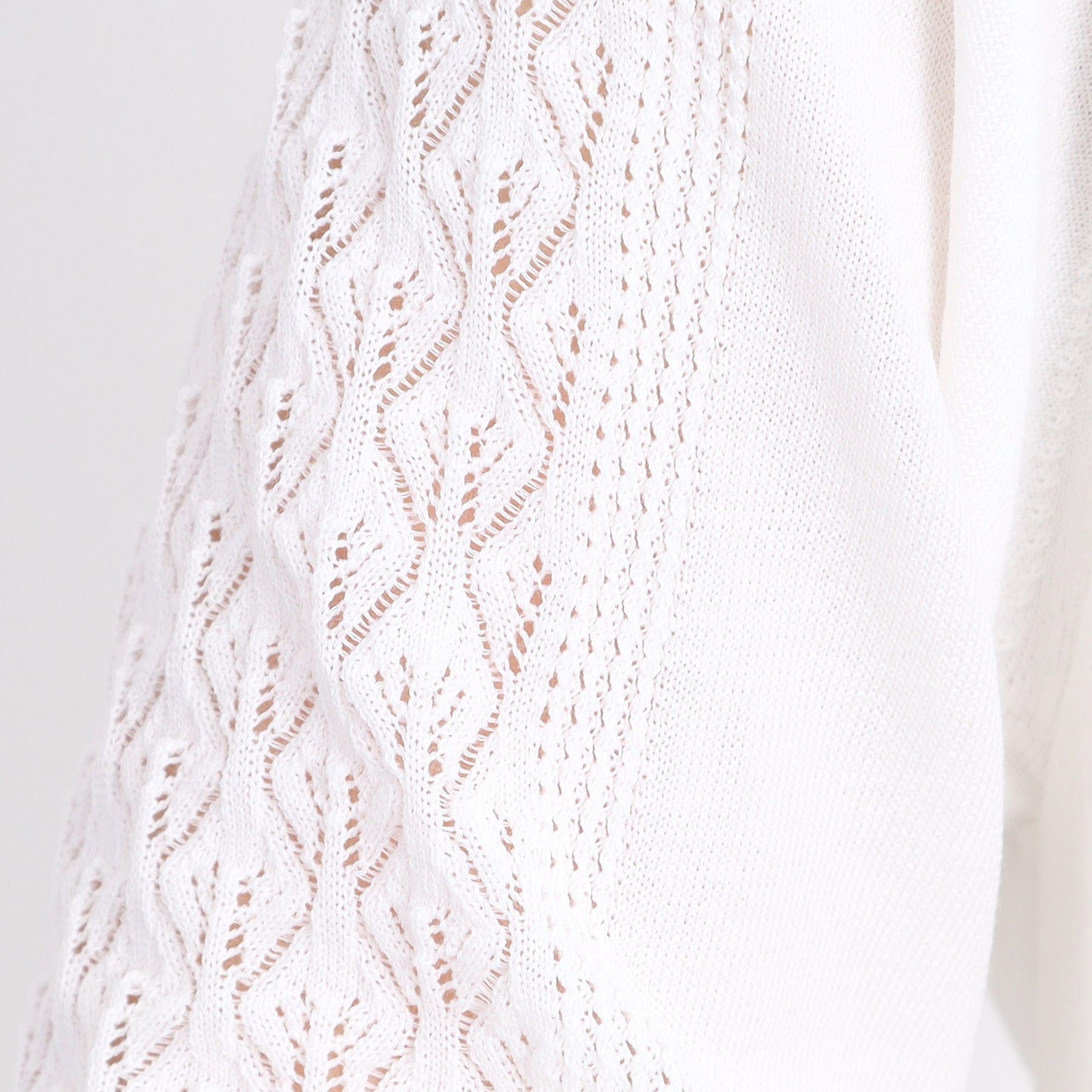 リフレクト Reflect 【WEB先行カラーあり／手洗い可】透かし柄スリーブニット （オフホワイト(003)） オフホワイト(003)