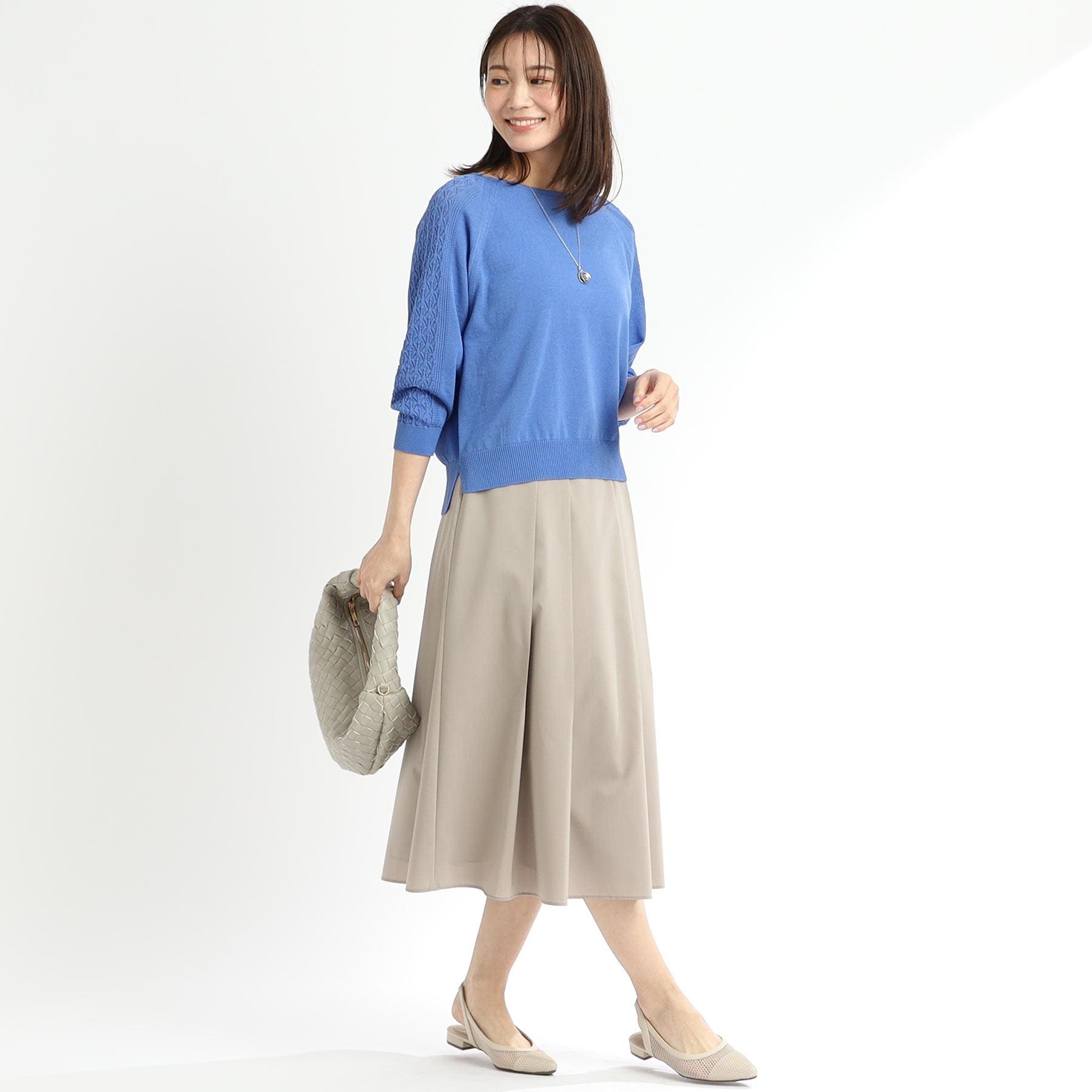 リフレクト Reflect 【WEB先行カラーあり／手洗い可】透かし柄スリーブニット （オフホワイト(003)） オフホワイト(003)