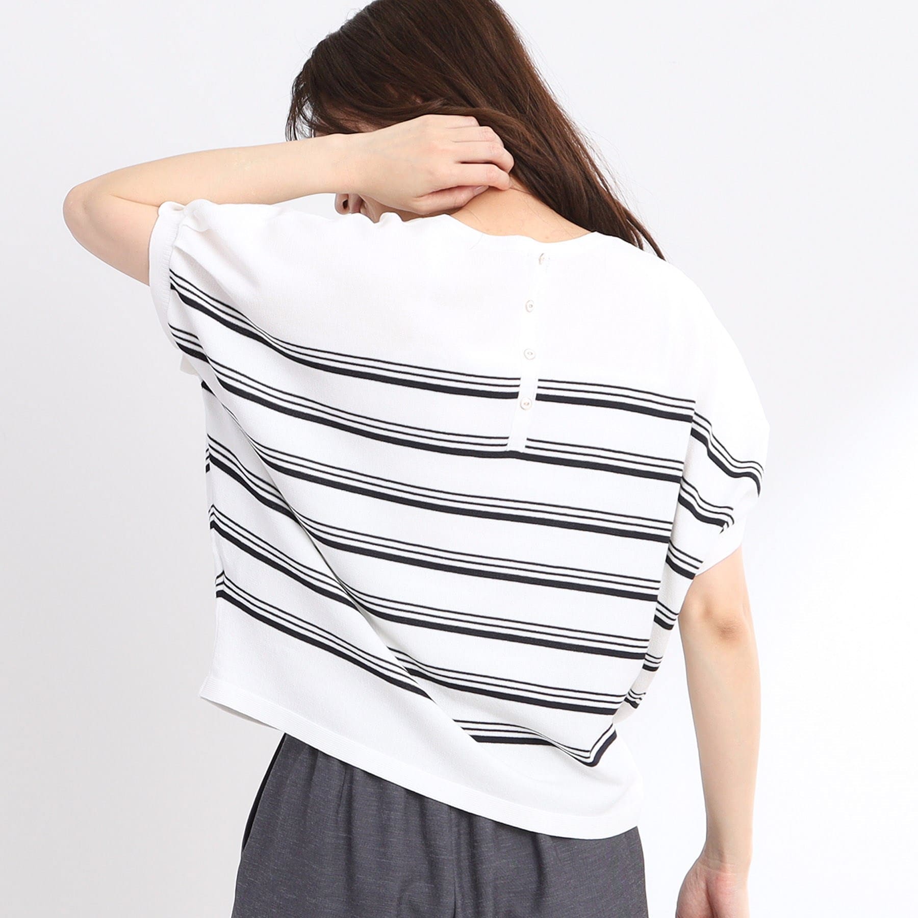 リフレクト Reflect 【WEB先行カラーあり／手洗い可】スレッドボーダーニット （パープル(381)） パープル(381)