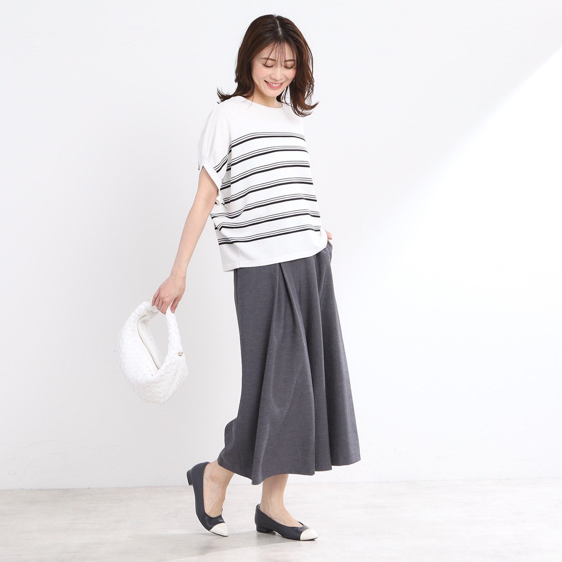 リフレクト Reflect 【WEB先行カラーあり／手洗い可】スレッドボーダーニット （パープル(381)） パープル(381)