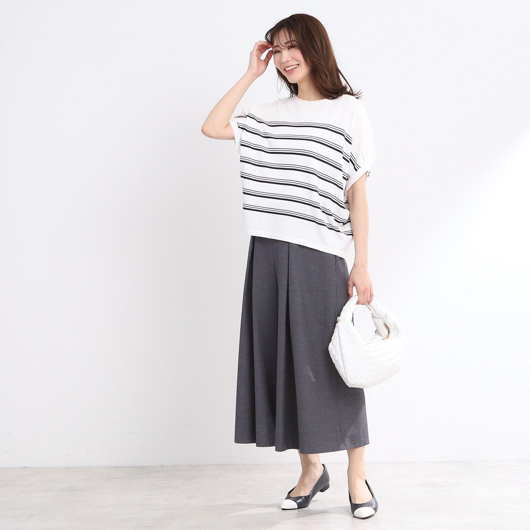 リフレクト Reflect 【WEB先行カラーあり／手洗い可】スレッドボーダーニット （パープル(381)） パープル(381)