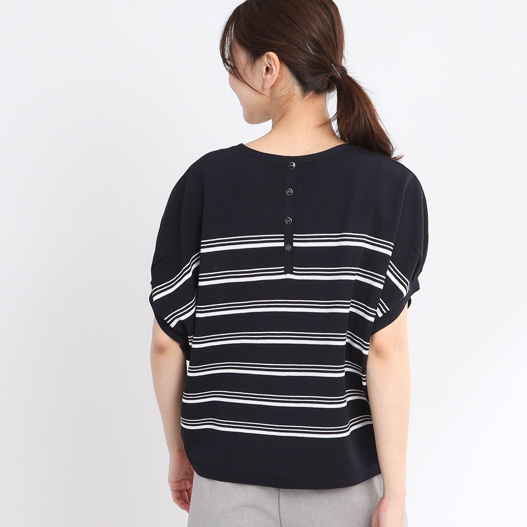 リフレクト Reflect 【WEB先行カラーあり／手洗い可】スレッドボーダーニット （パープル(381)） パープル(381)