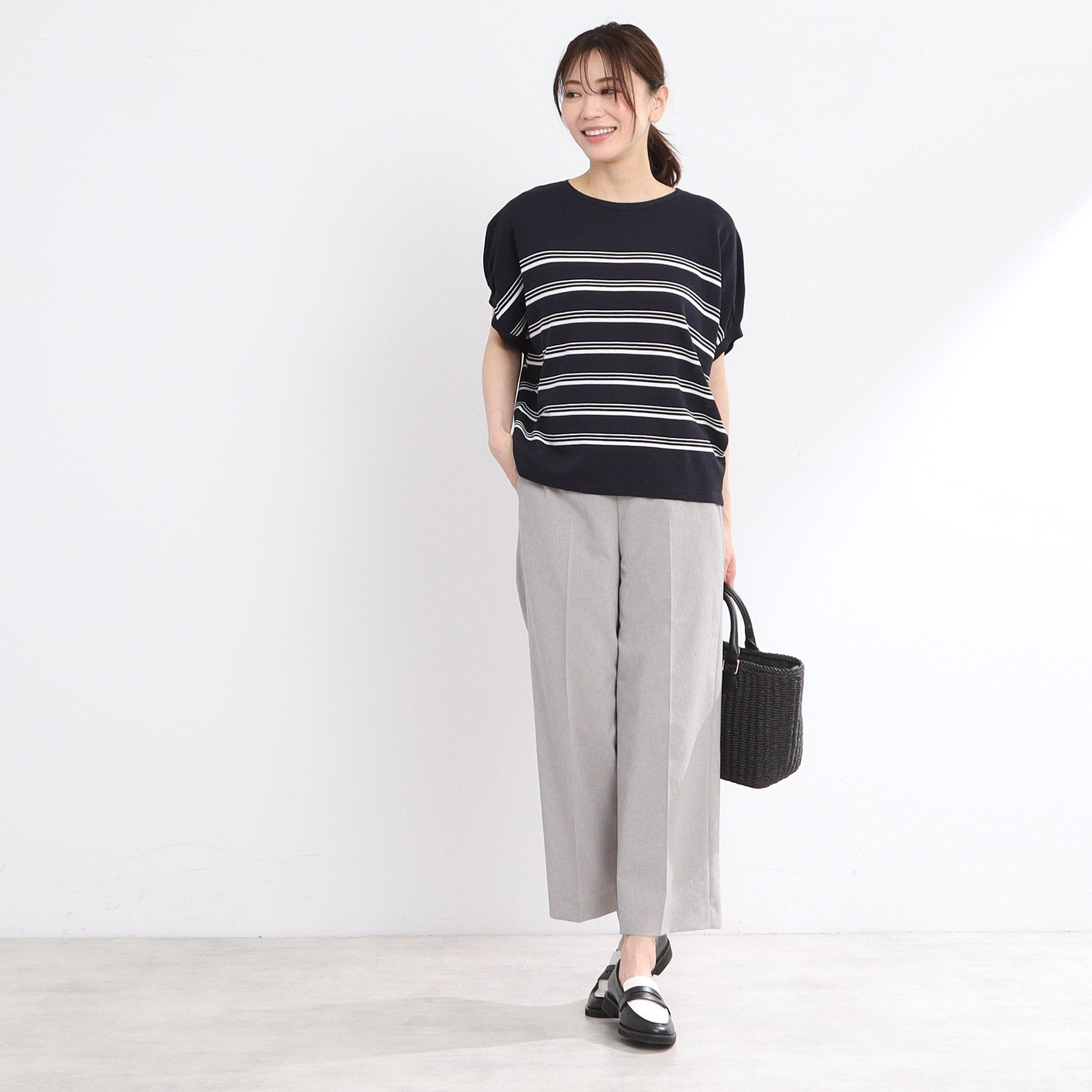 リフレクト Reflect 【WEB先行カラーあり／手洗い可】スレッドボーダーニット （パープル(381)） パープル(381)