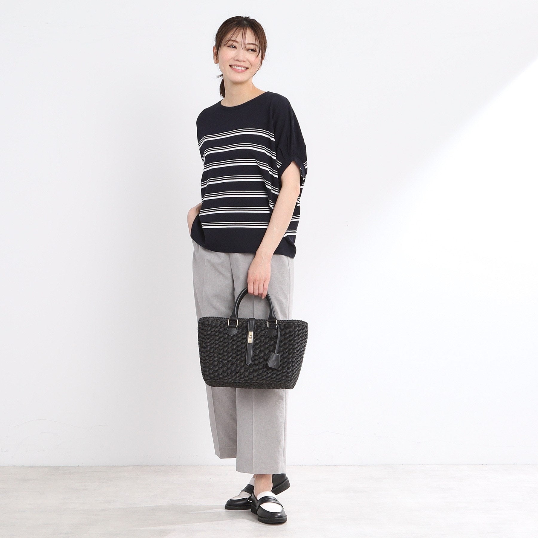 リフレクト Reflect 【WEB先行カラーあり／手洗い可】スレッドボーダーニット （パープル(381)） パープル(381)