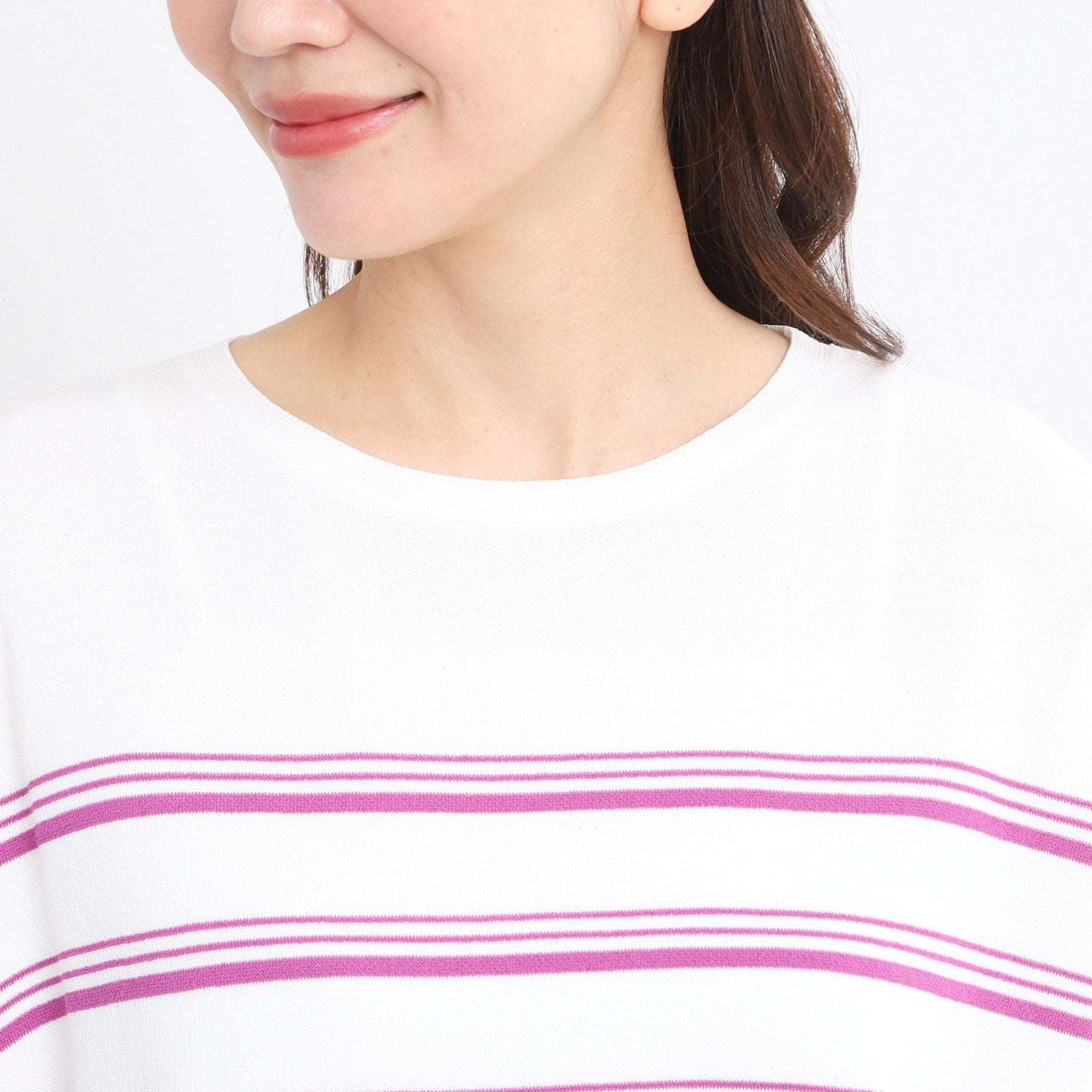 リフレクト Reflect 【WEB先行カラーあり／手洗い可】スレッドボーダーニット （パープル(381)） パープル(381)