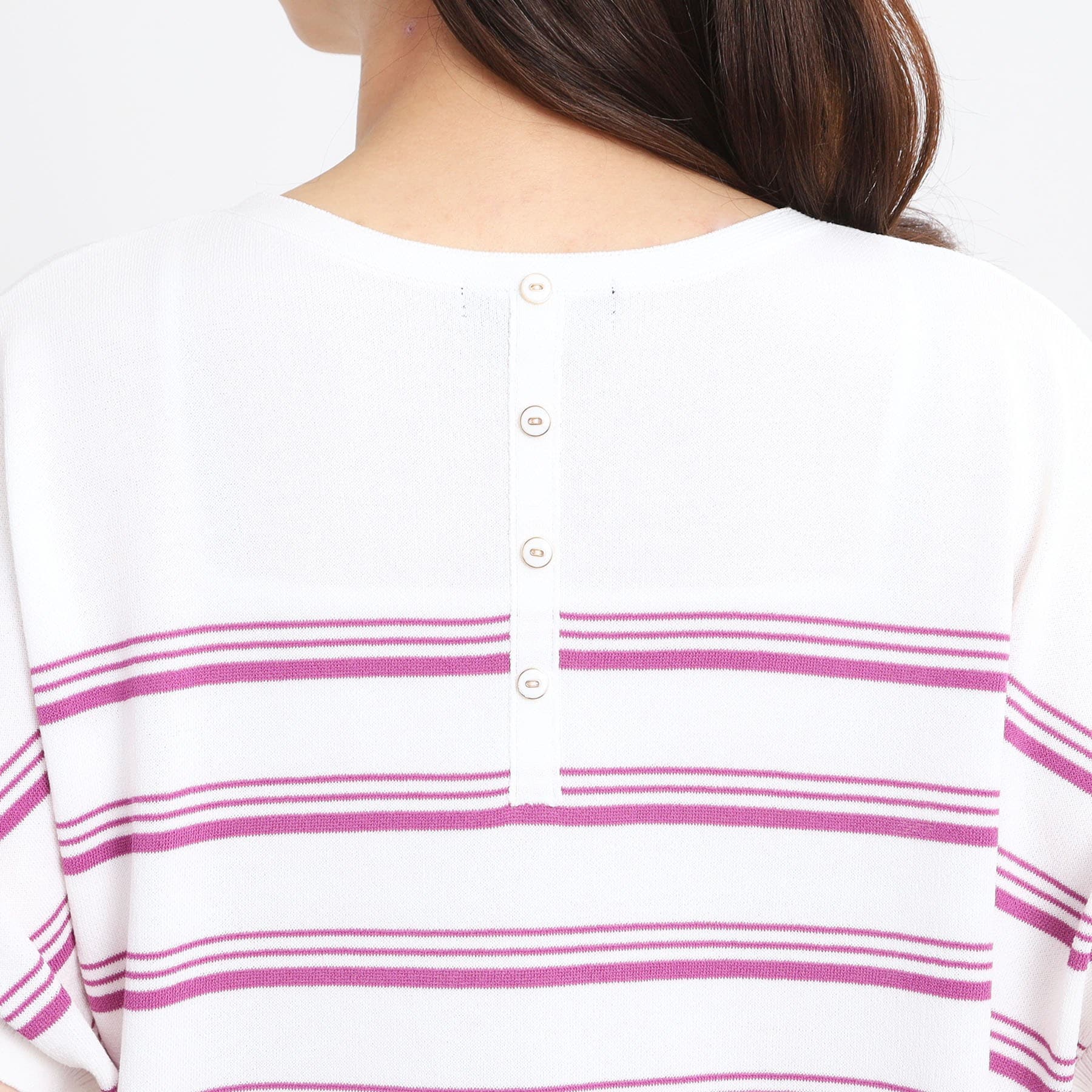 リフレクト Reflect 【WEB先行カラーあり／手洗い可】スレッドボーダーニット （パープル(381)） パープル(381)