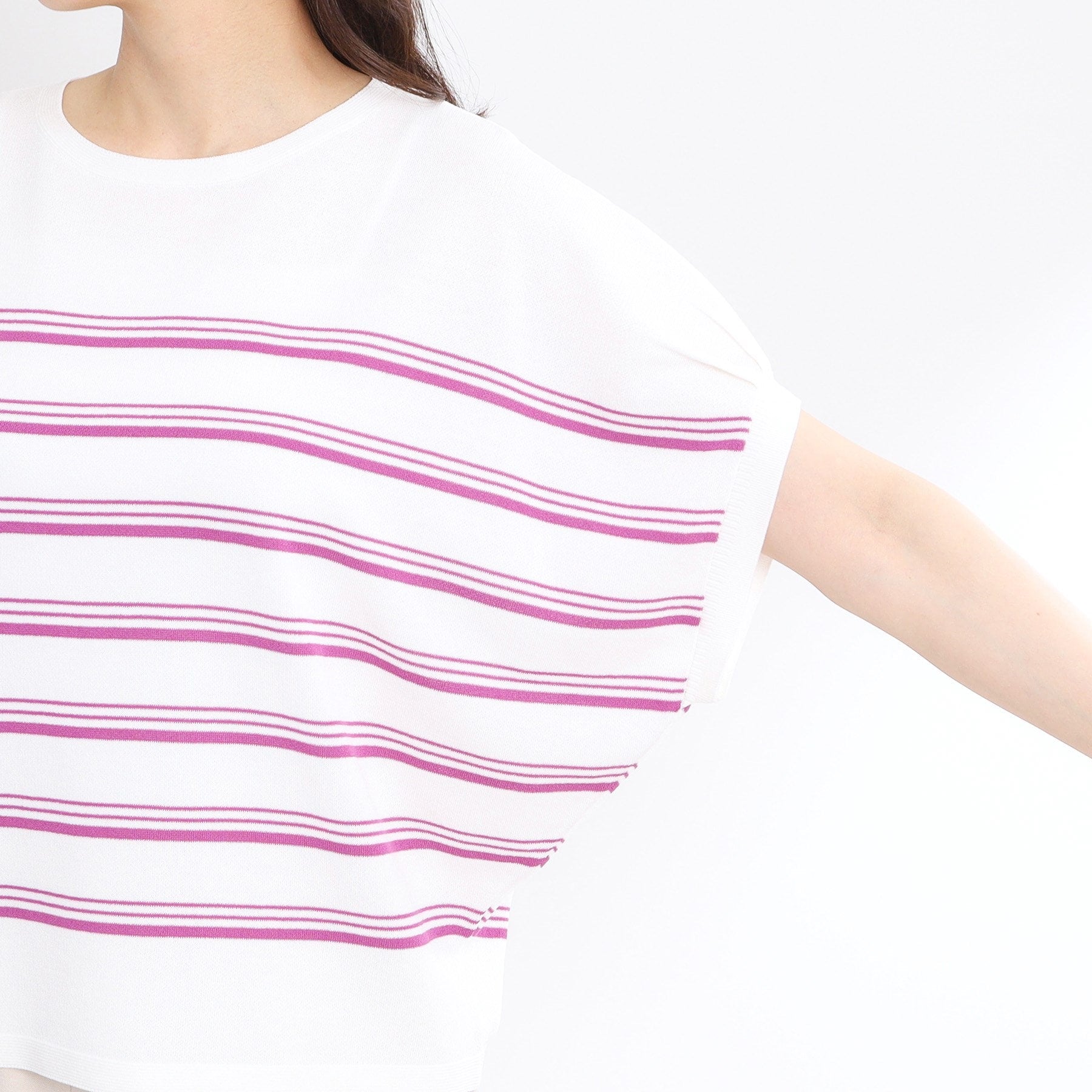 リフレクト Reflect 【WEB先行カラーあり／手洗い可】スレッドボーダーニット （パープル(381)） パープル(381)