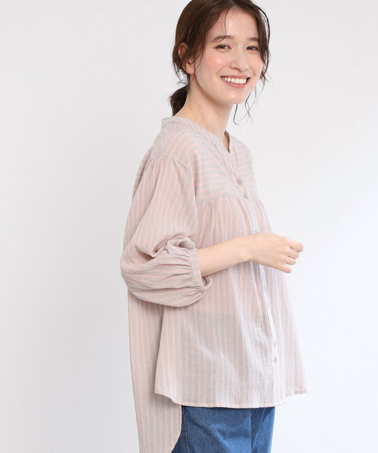 リフレクト Reflect 【E-QUALITY／手洗い可／羽織りでも◎】ストライプブラウス （ライトグレー(311)） ライトグレー(311)