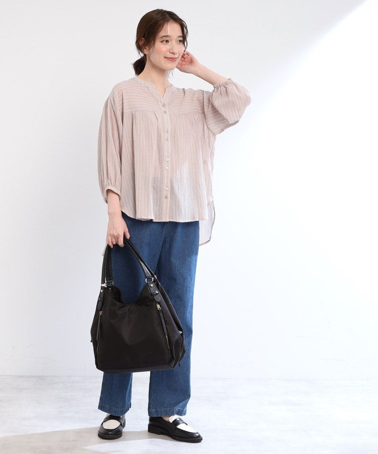 リフレクト Reflect 【E-QUALITY／手洗い可／羽織りでも◎】ストライプブラウス （ライトグレー(311)） ライトグレー(311)