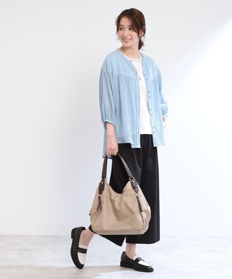 リフレクト Reflect 【E-QUALITY／手洗い可／羽織りでも◎】ストライプブラウス （ライトグレー(311)） ライトグレー(311)